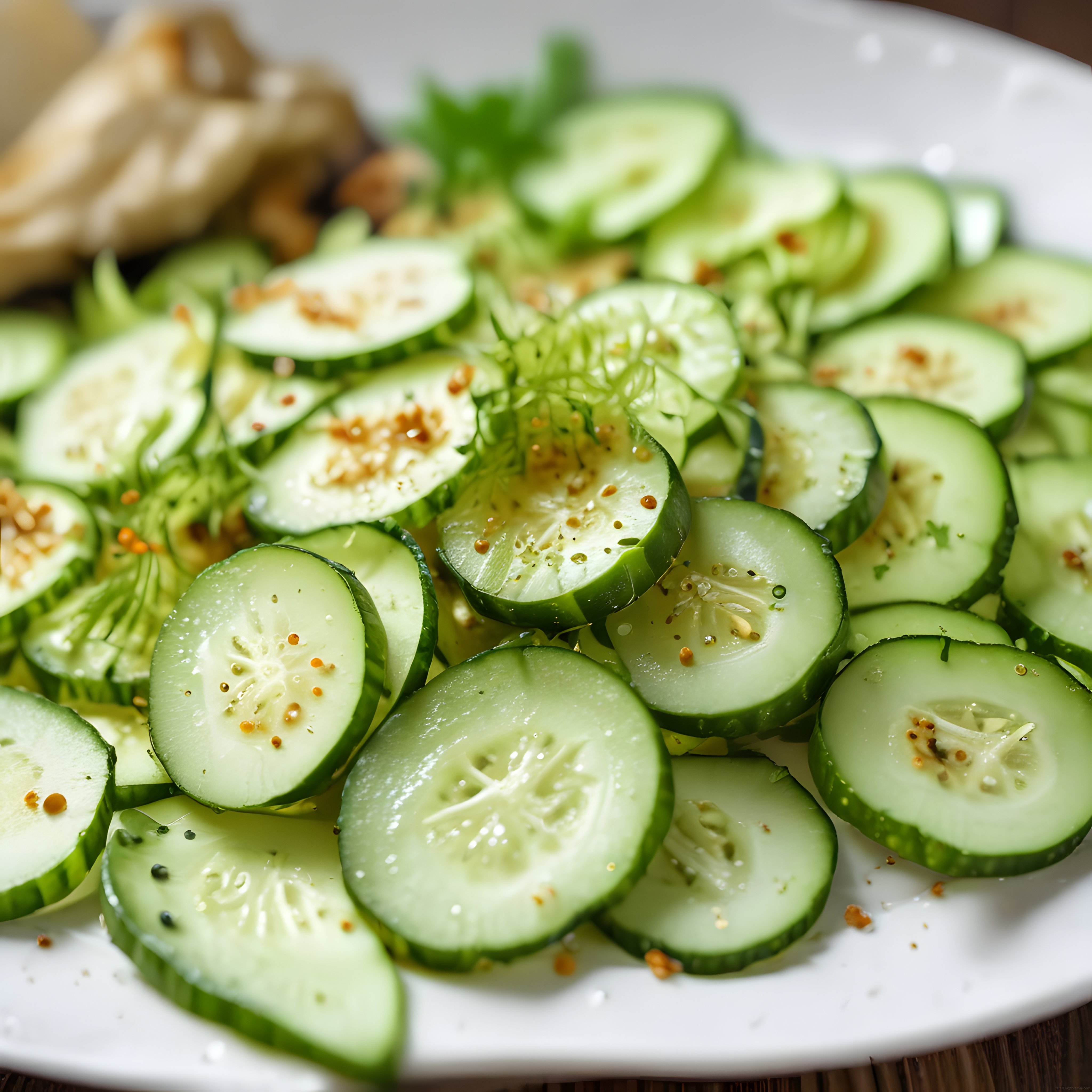 Renkli Baharatlarla Süslenmiş Taze Salatalık Dilimlerinden Pratik Salata Tarifi