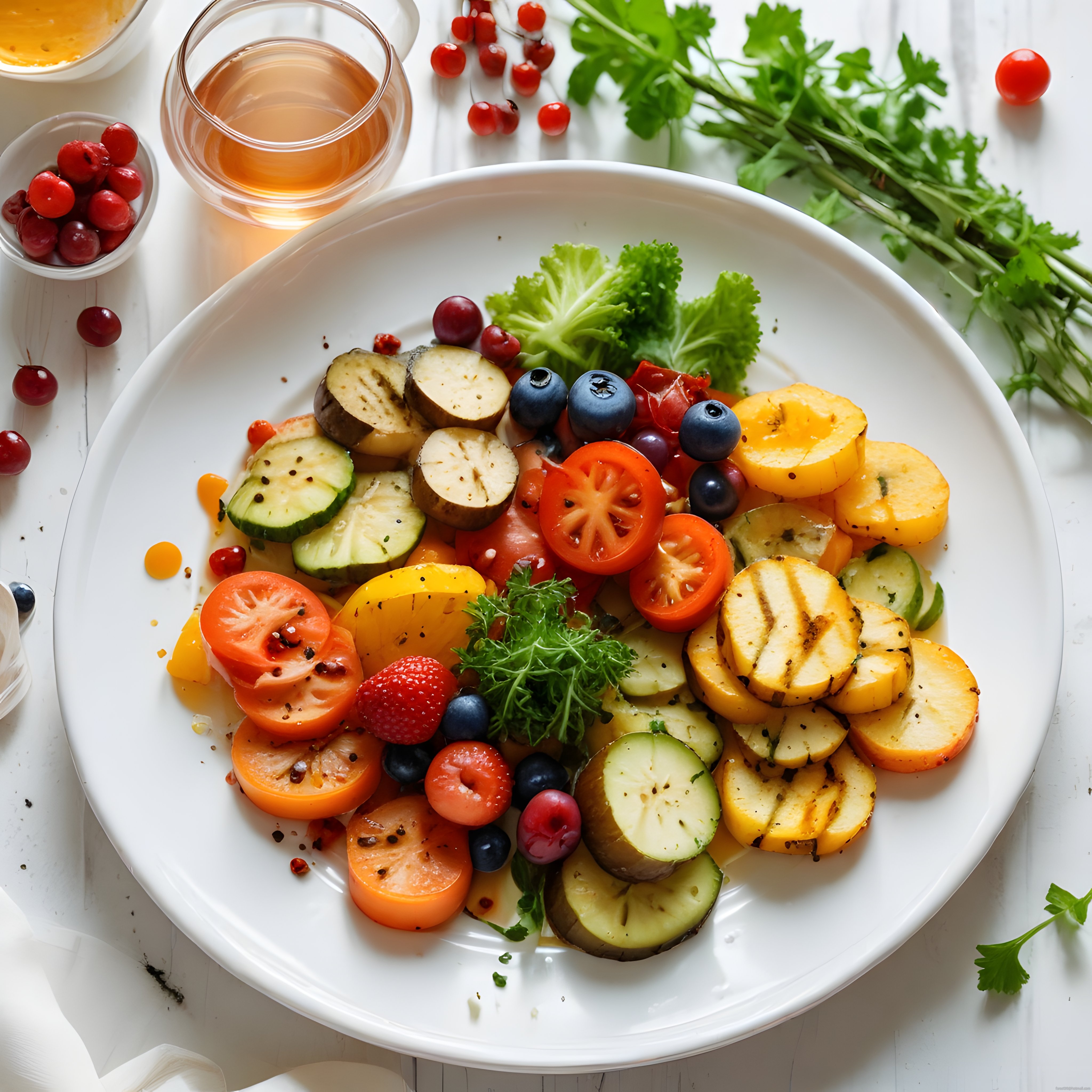 Renkli Bahçe Salatası: Taze Sebzeler ve Orman Meyveleriyle Sağlıklı Tarif