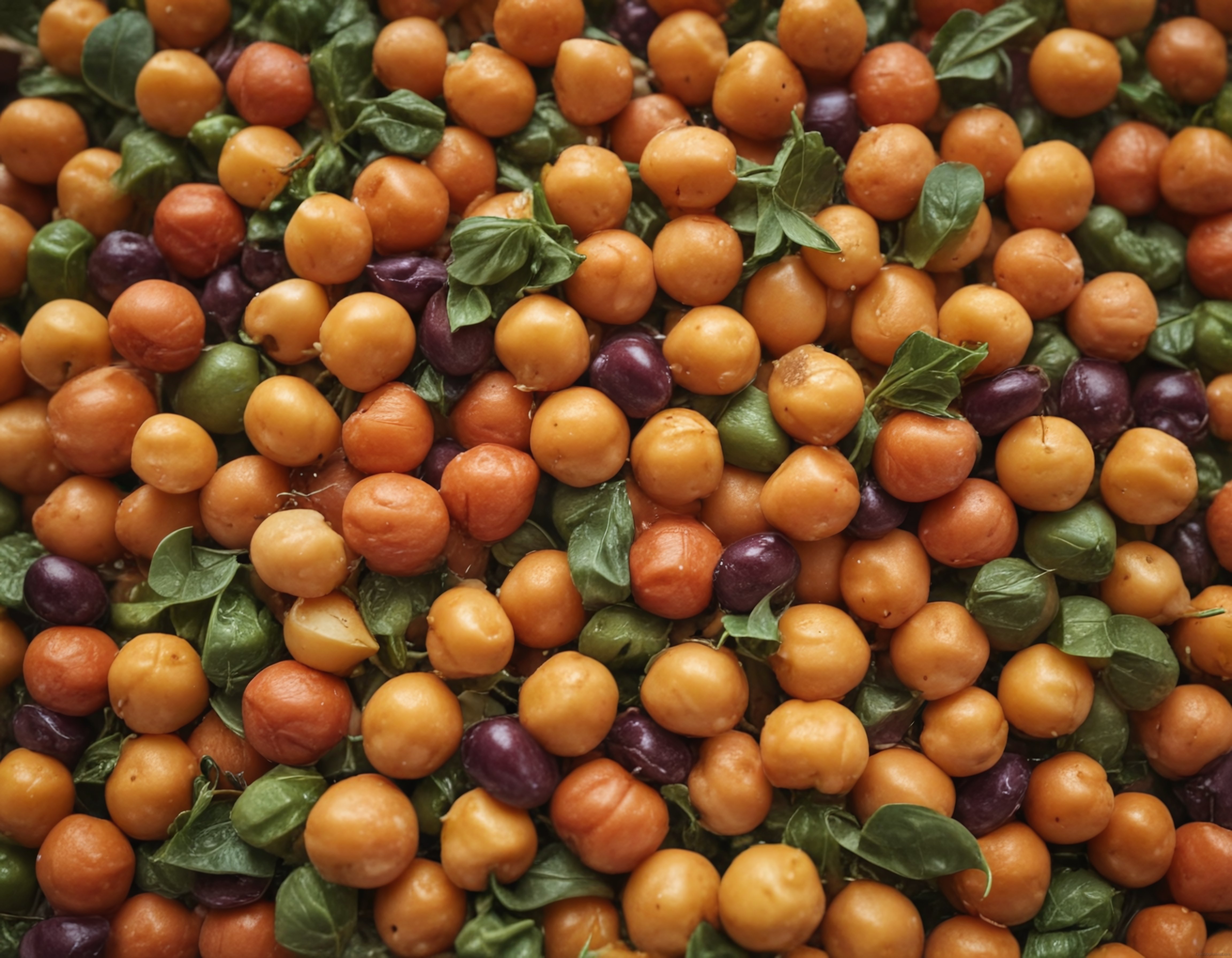 Renkli Baklagiller ve Taze Yeşilliklerden Oluşan Sağlıklı Vegan Tabak