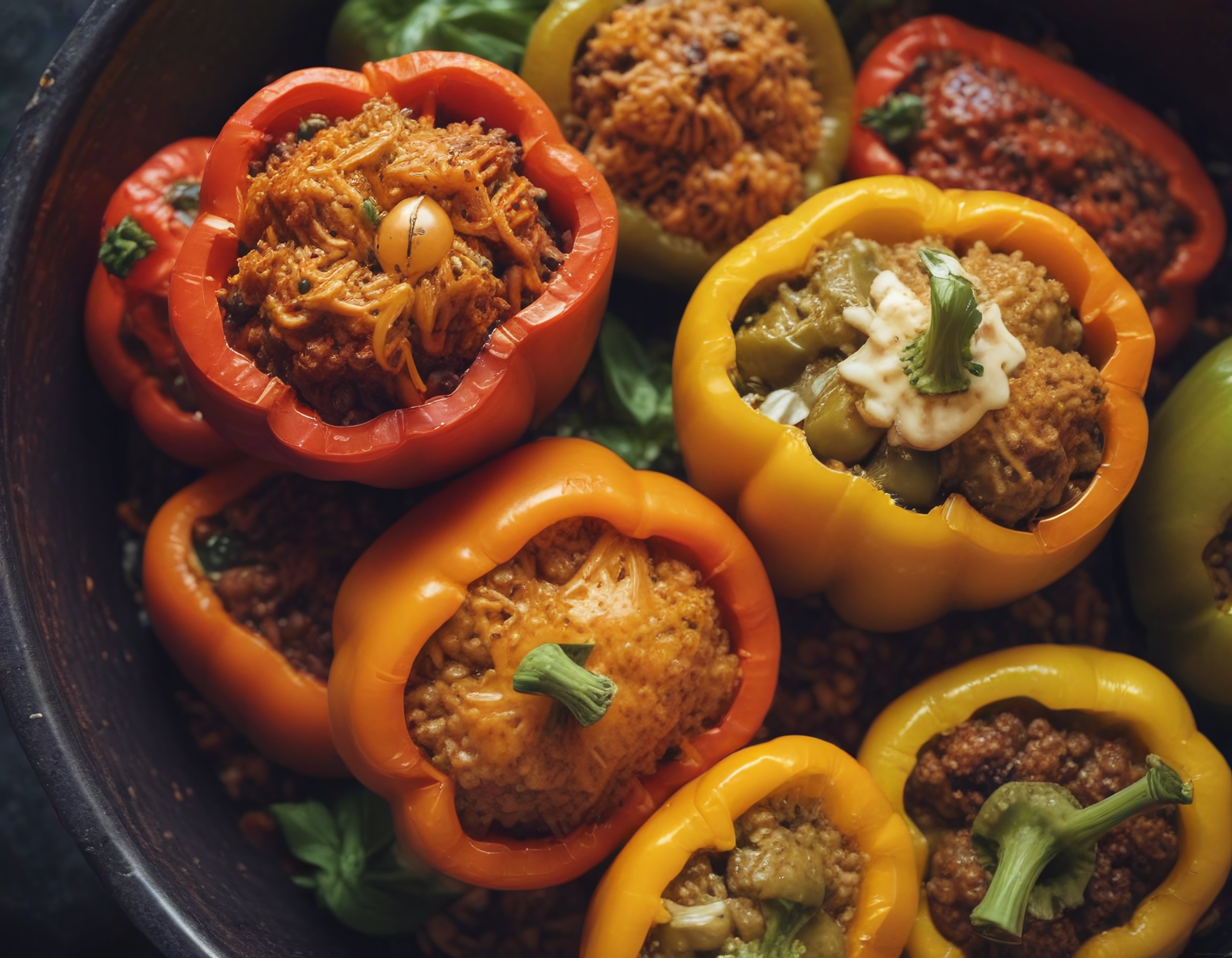 Renkli Biber Dolması: Fırında İç Harçlı Dolma Biberlerde Nefis Sunum