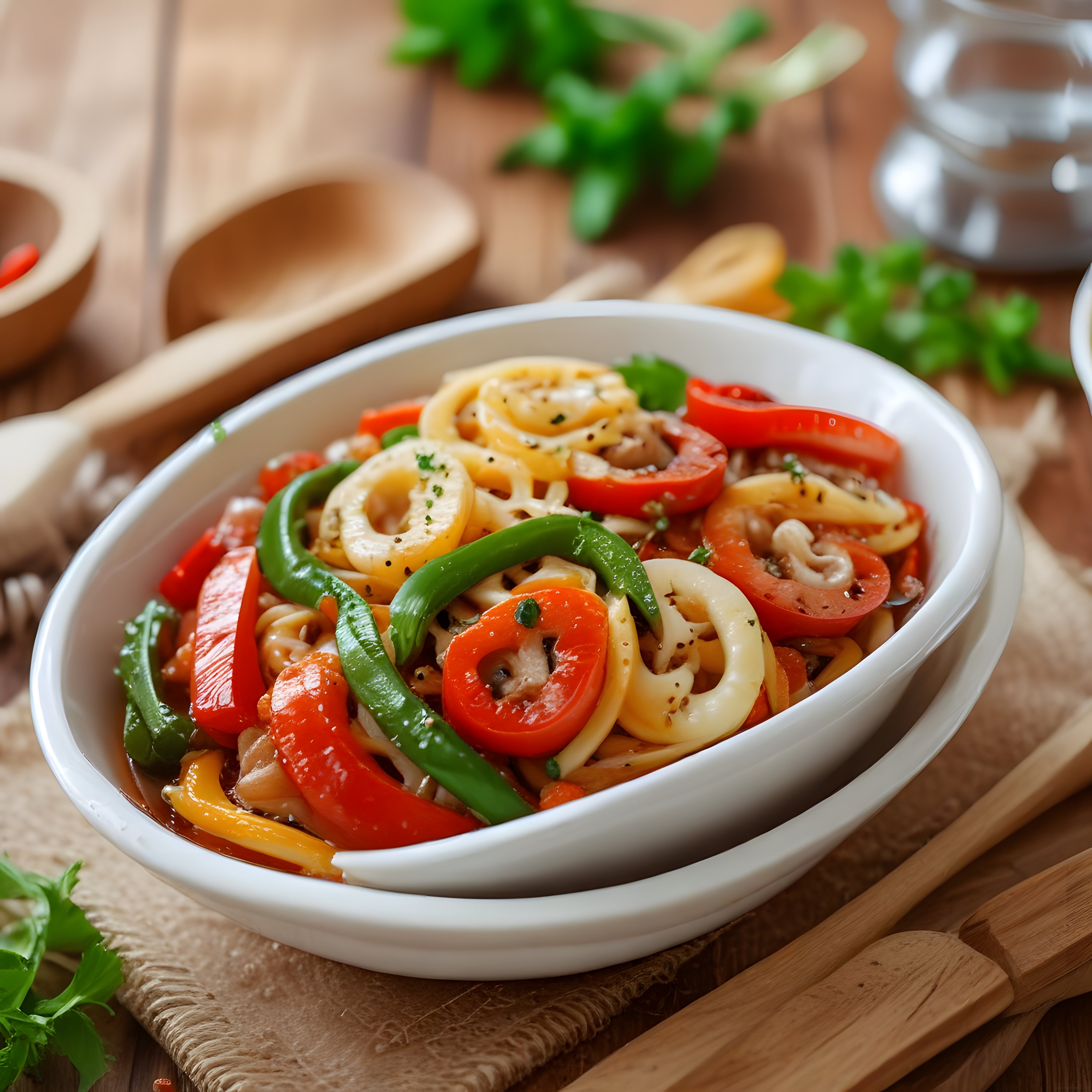 Renkli Biberli ve Kalamarlı Noodle Makarna: Pratik Asya Mutfağı Tarifi