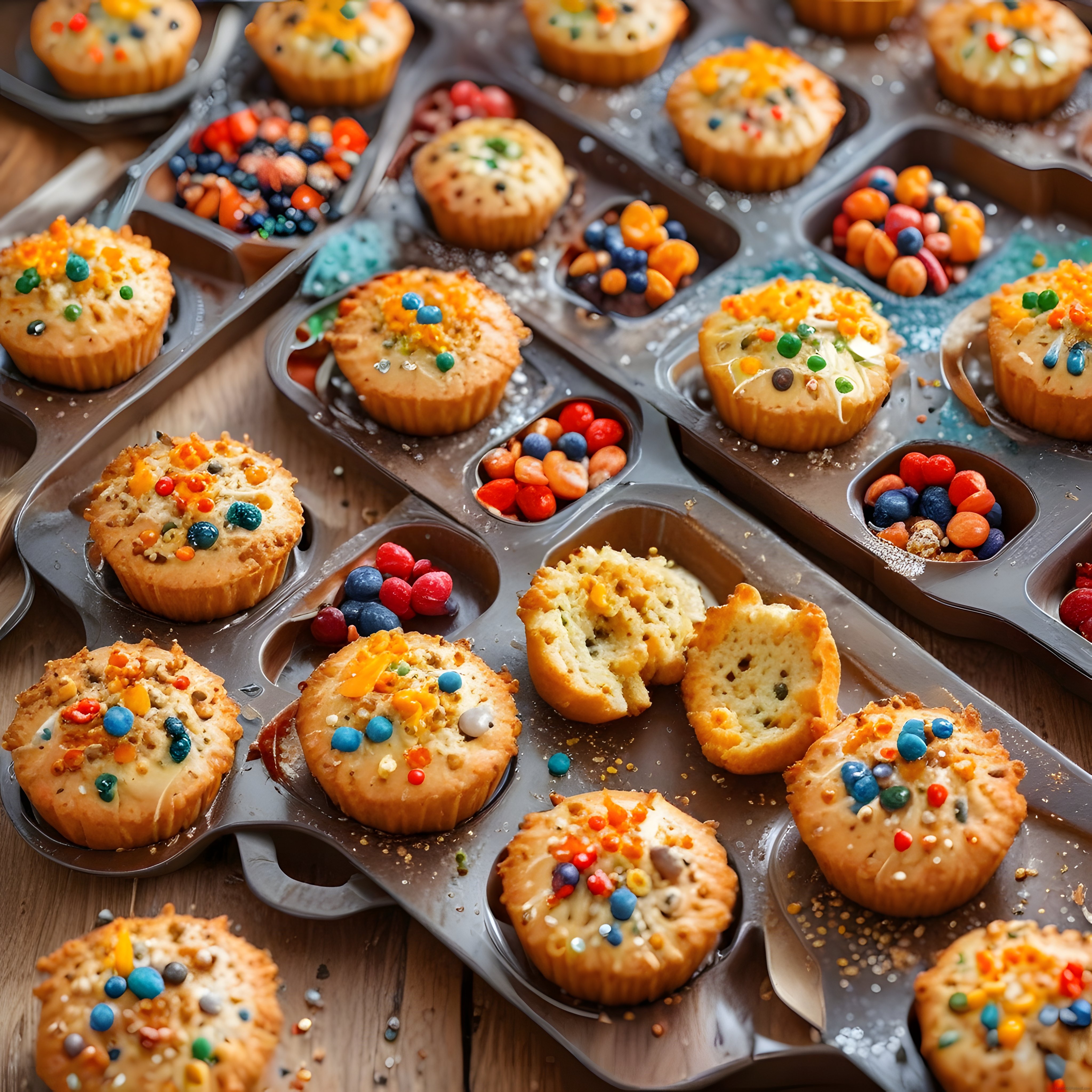 Renkli Boncuklarla Süslü Ev Yapımı Muffinler ve Nefis Tatlı Detayları