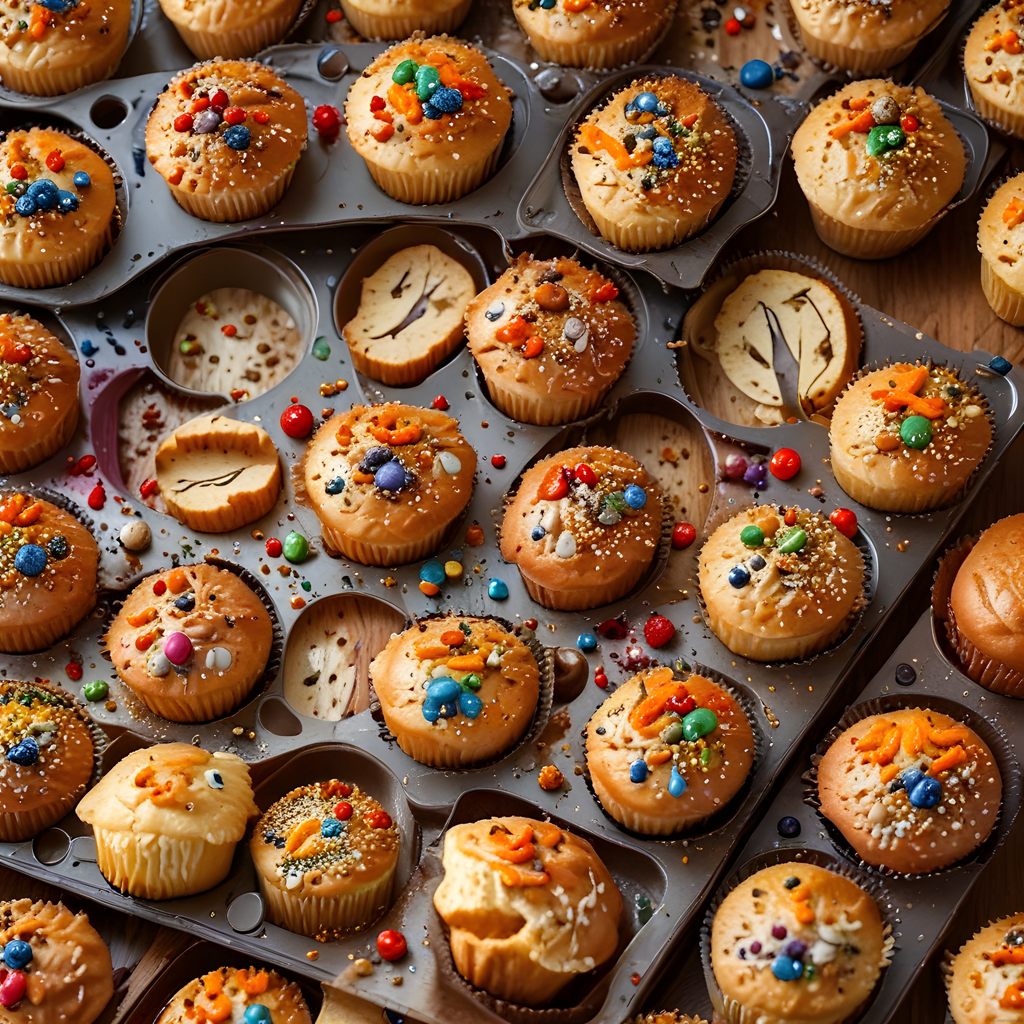 Renkli Bonibonlu Cupcake'ler: Fırından Taze ve Lezzetli Tatlılar
