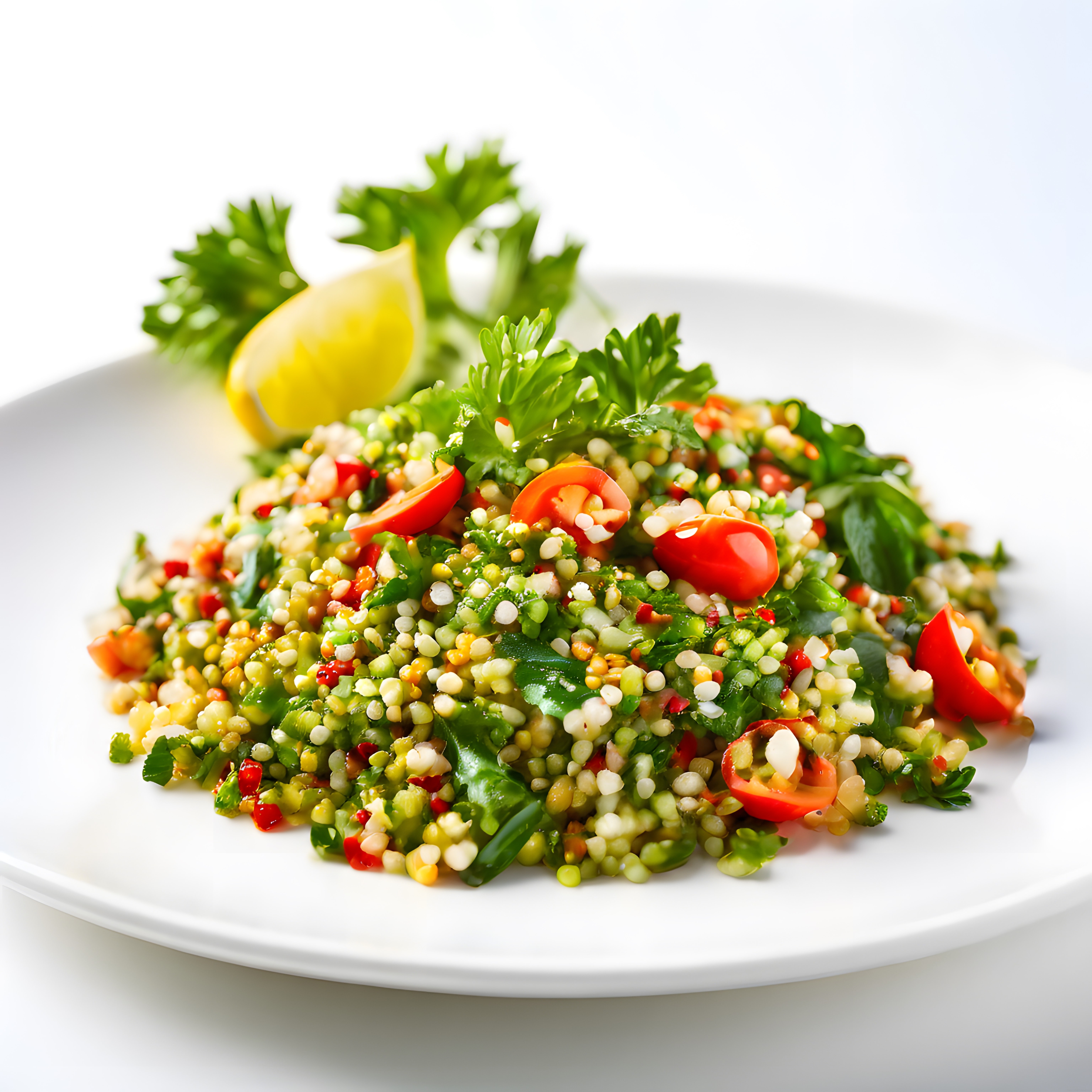 Renkli Bulgur Salatası Tarifi: Taze Yeşillik, Domates ve Limon Süslemesi