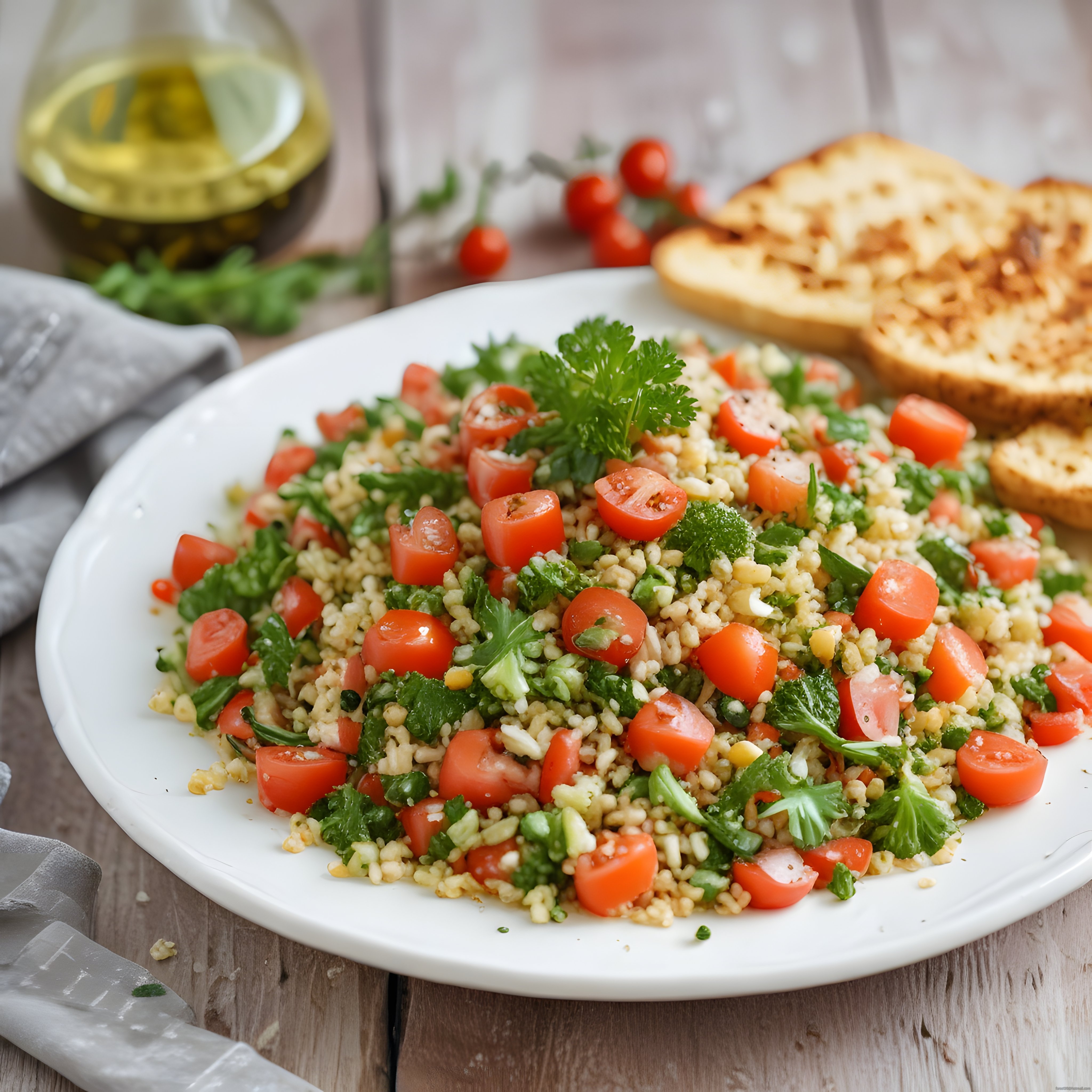 Renkli Bulgur Salatası: Taze Domates ve Yeşilliklerle Akdeniz Lezzeti