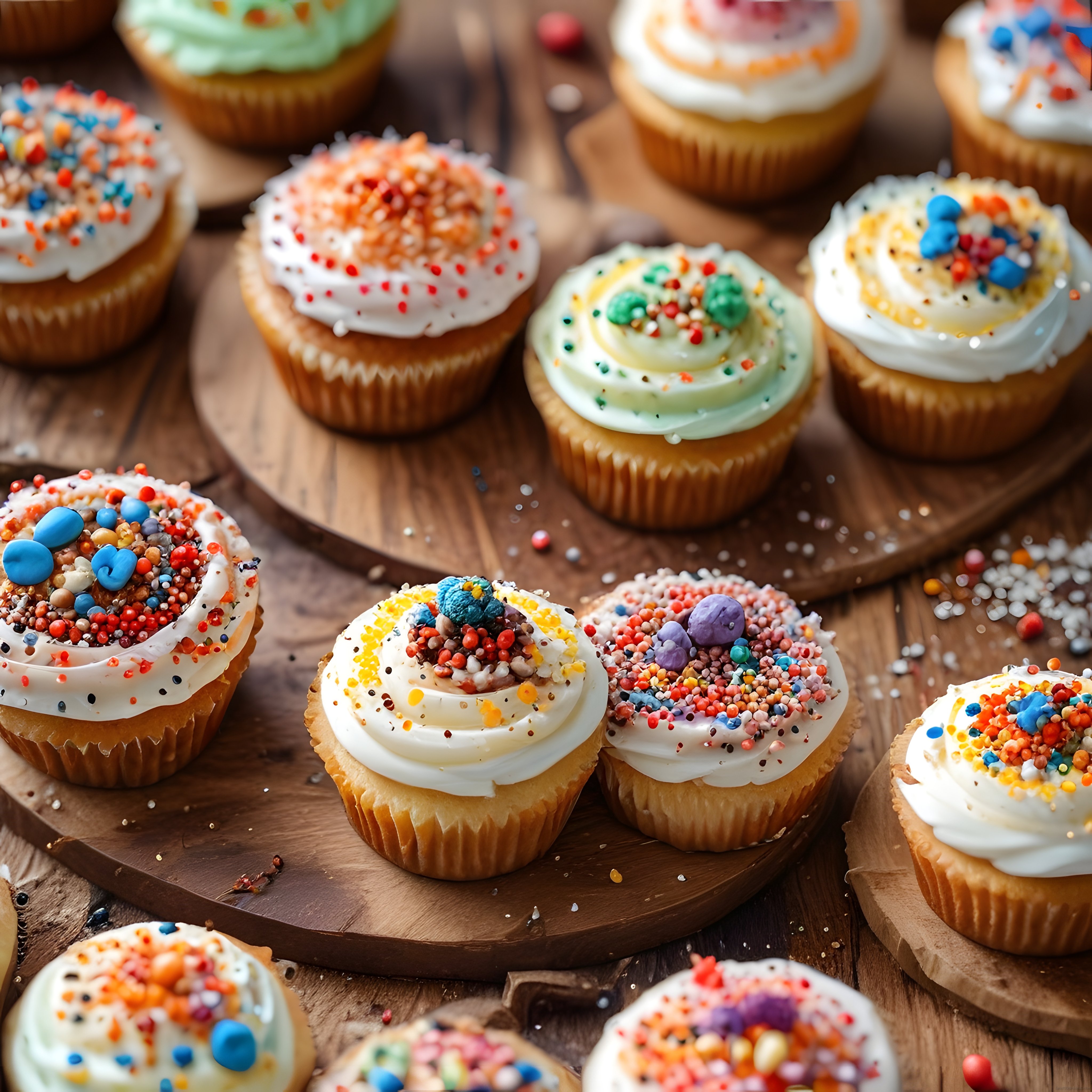 Renkli Cupcake Sunumu: Parti İçin Tatlı ve Krema Dekorasyon Fikirleri