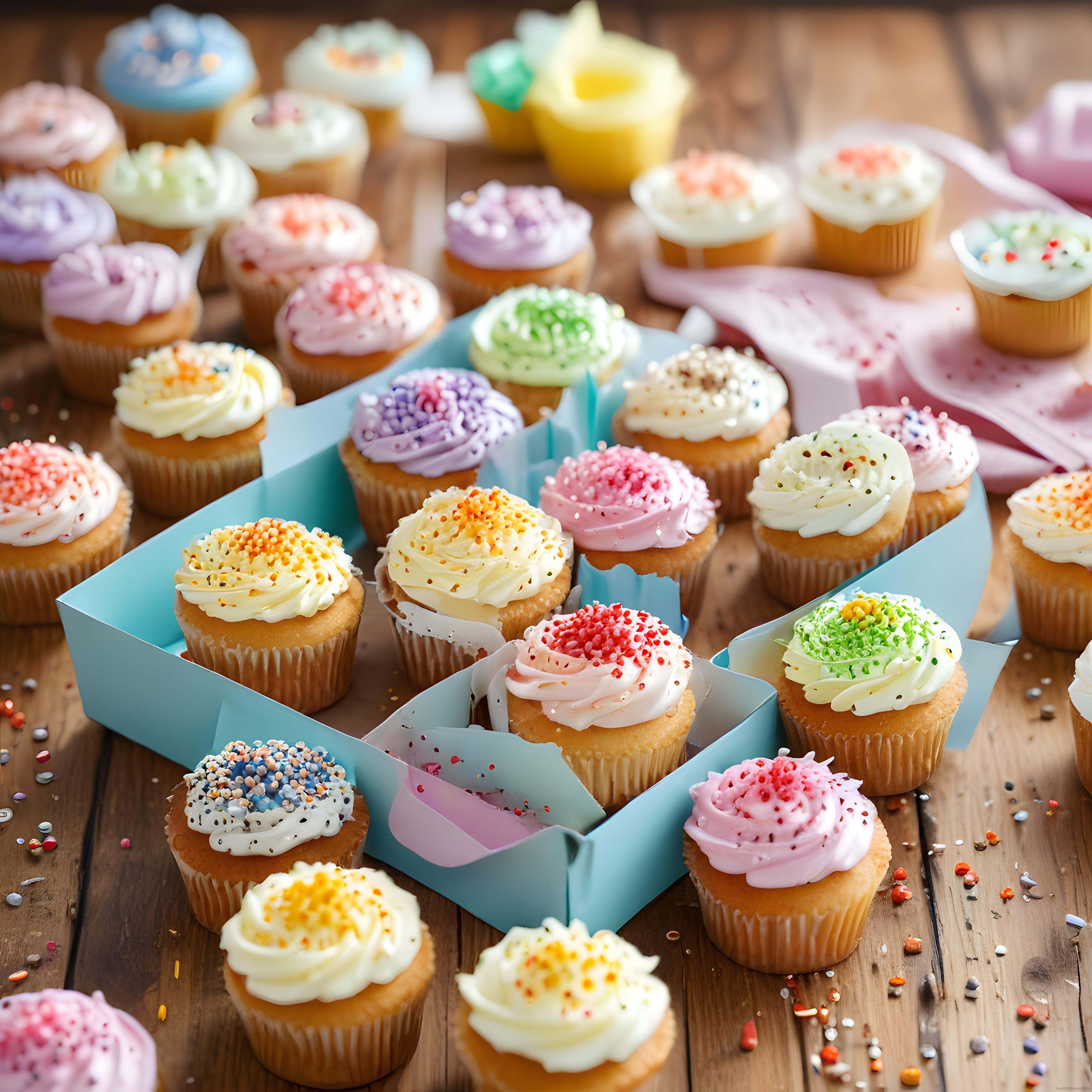 Renkli Cupcake ve Kapkek Çeşitleri: Krema Süslemeli Tatlı Tablosu