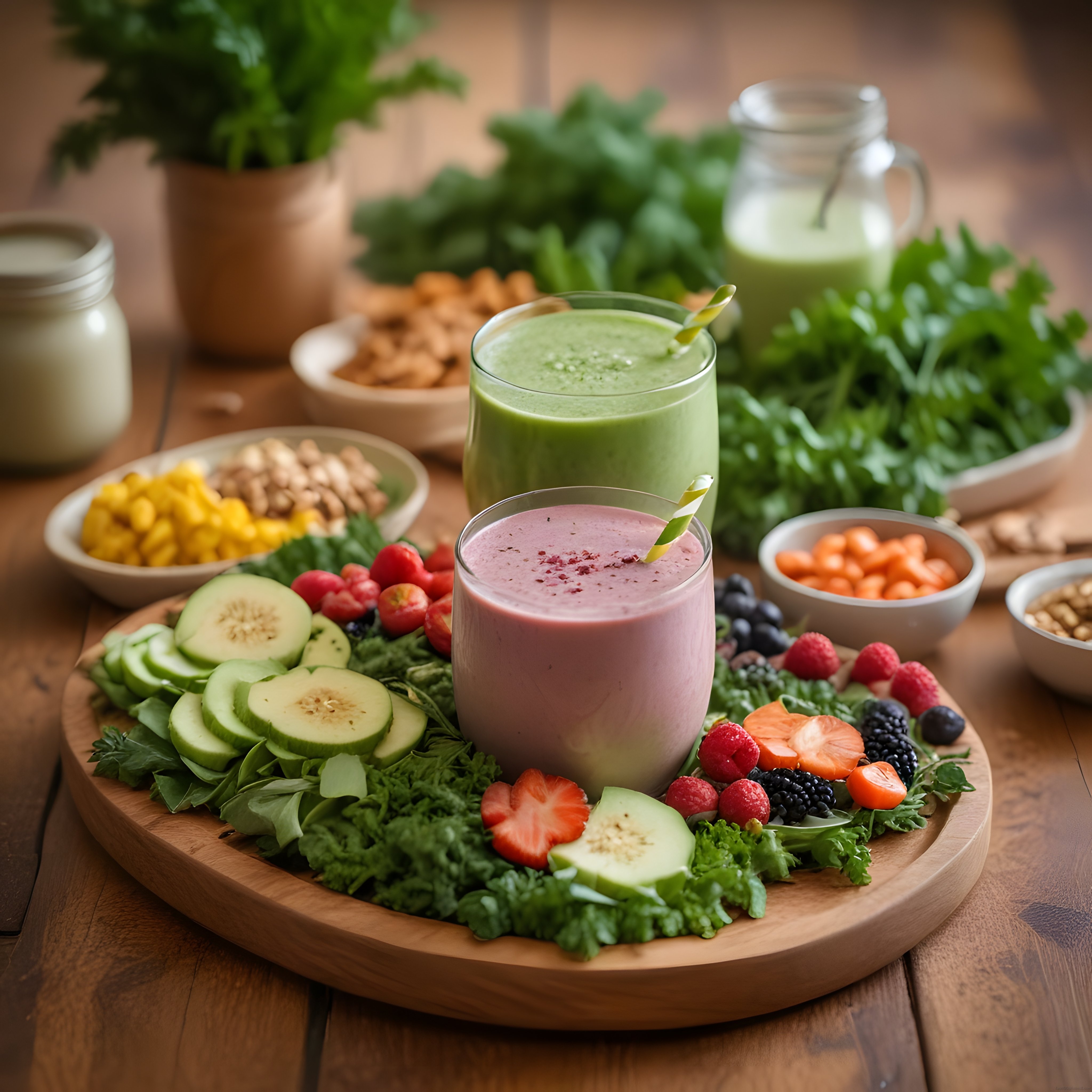 Renkli Detoks Smoothie Bowl: Taze Meyve, Sebze ve Yeşilliklerle Sağlıklı Sunum