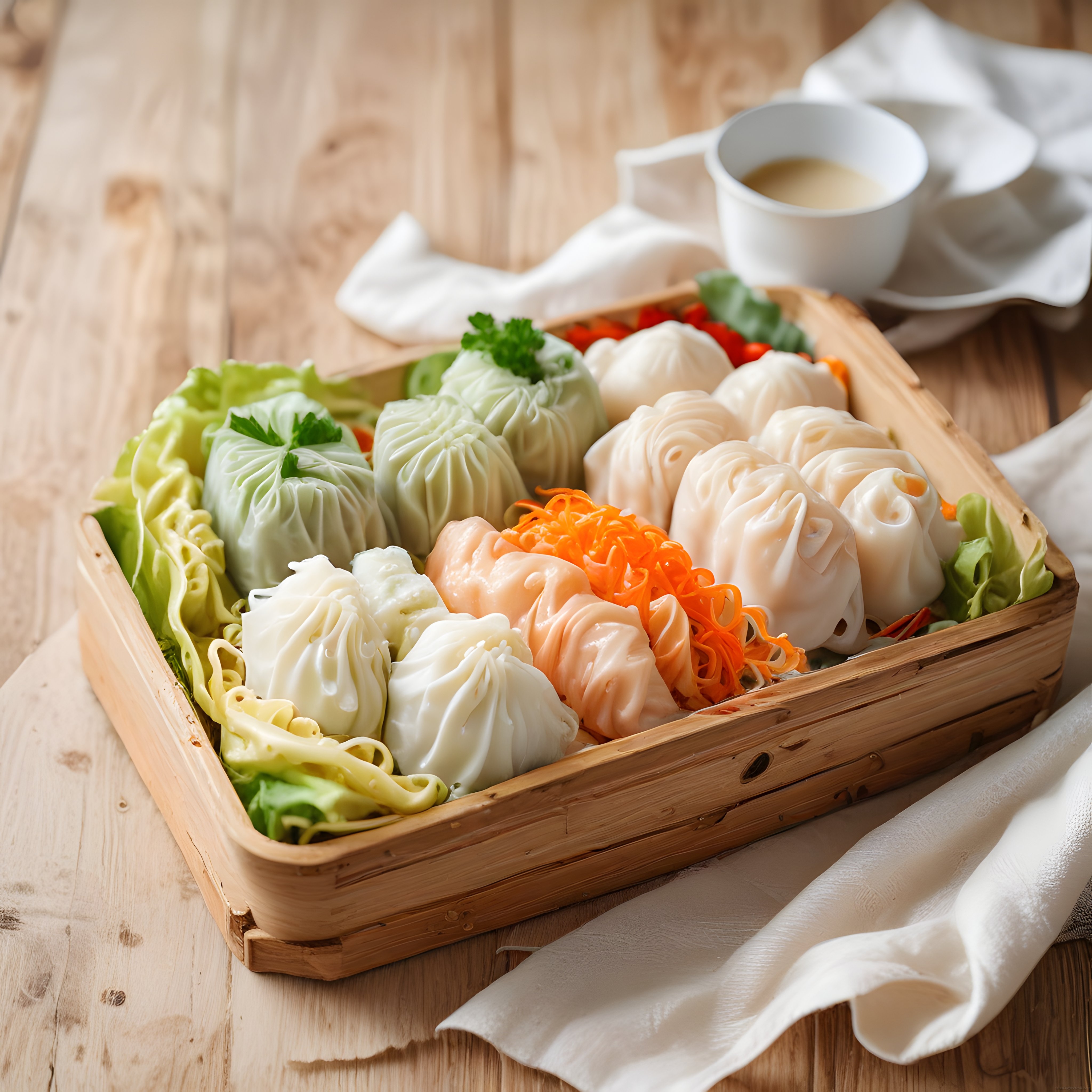 Renkli Dim Sum Çeşitleri: Bambu Buharda Asya Lezzetleri ve Çay Sunumu