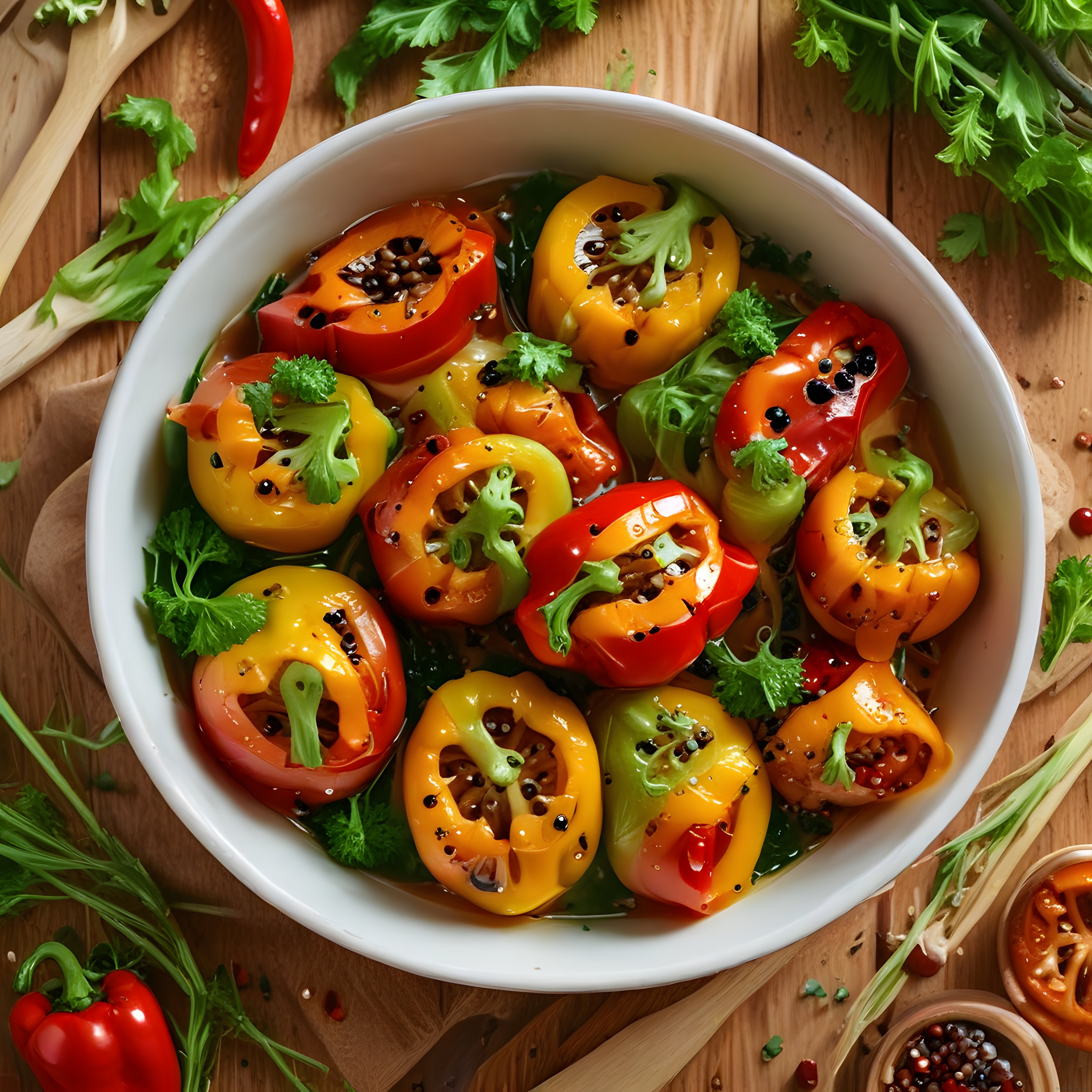 Renkli Dolmalık Biberlerle Nefis Bir Yemek Tarifi ve Sunum Önerisi