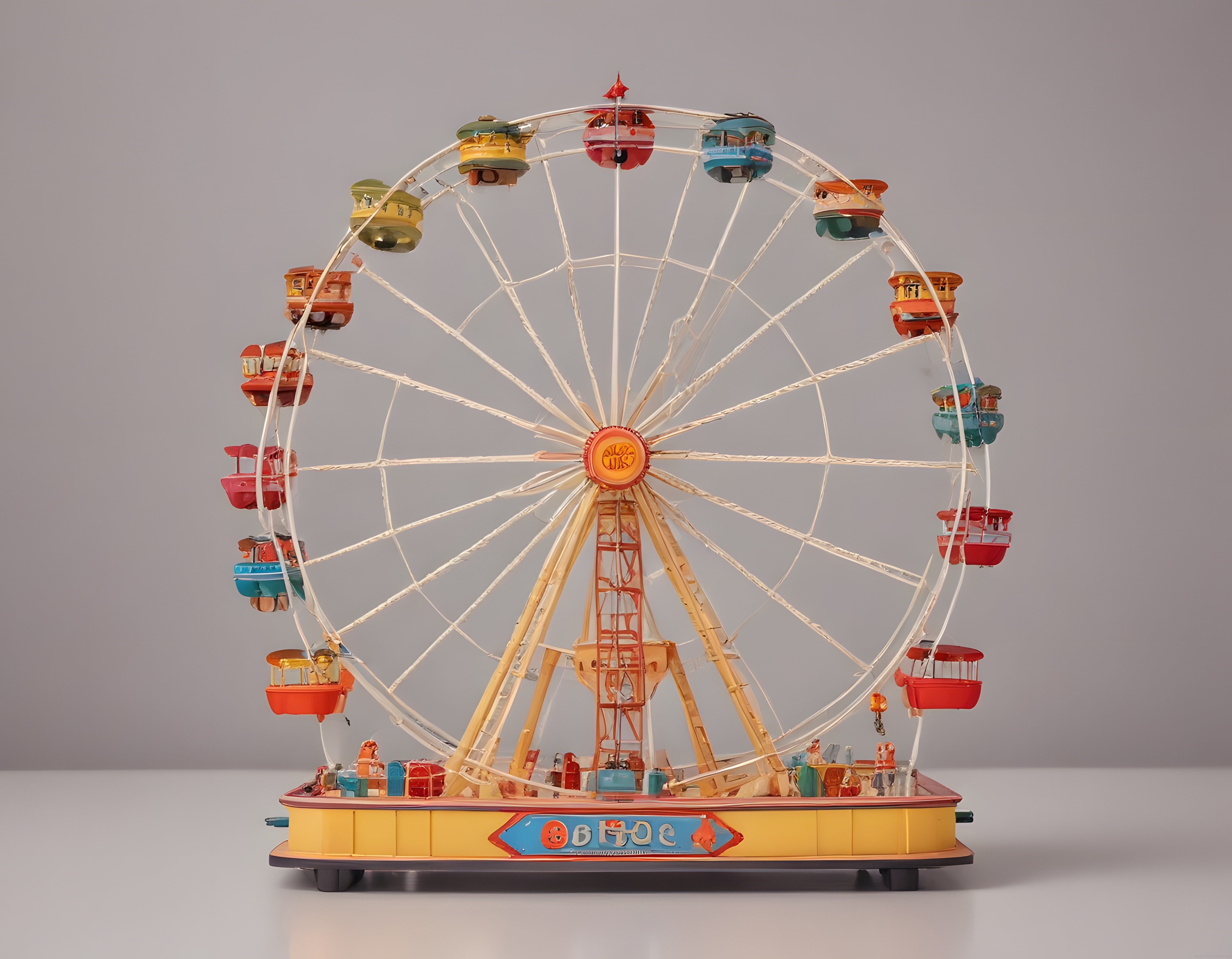 Renkli Dönme Dolap Maketi: Nostaljik Lunapark Havasında El Yapımı Sergi Parçası