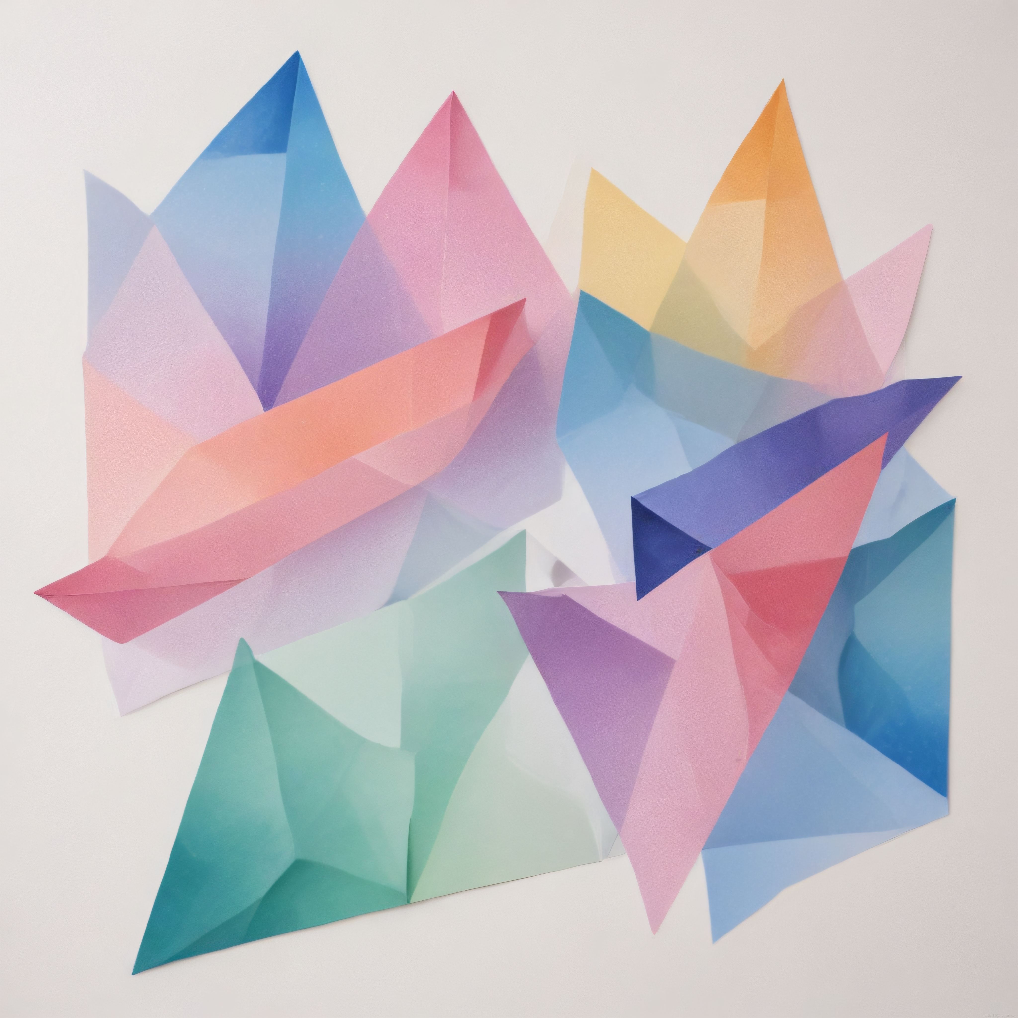 Renkli Geometrik Kağıt Katlama Sanatı ve Soyut Origami Kompozisyonu