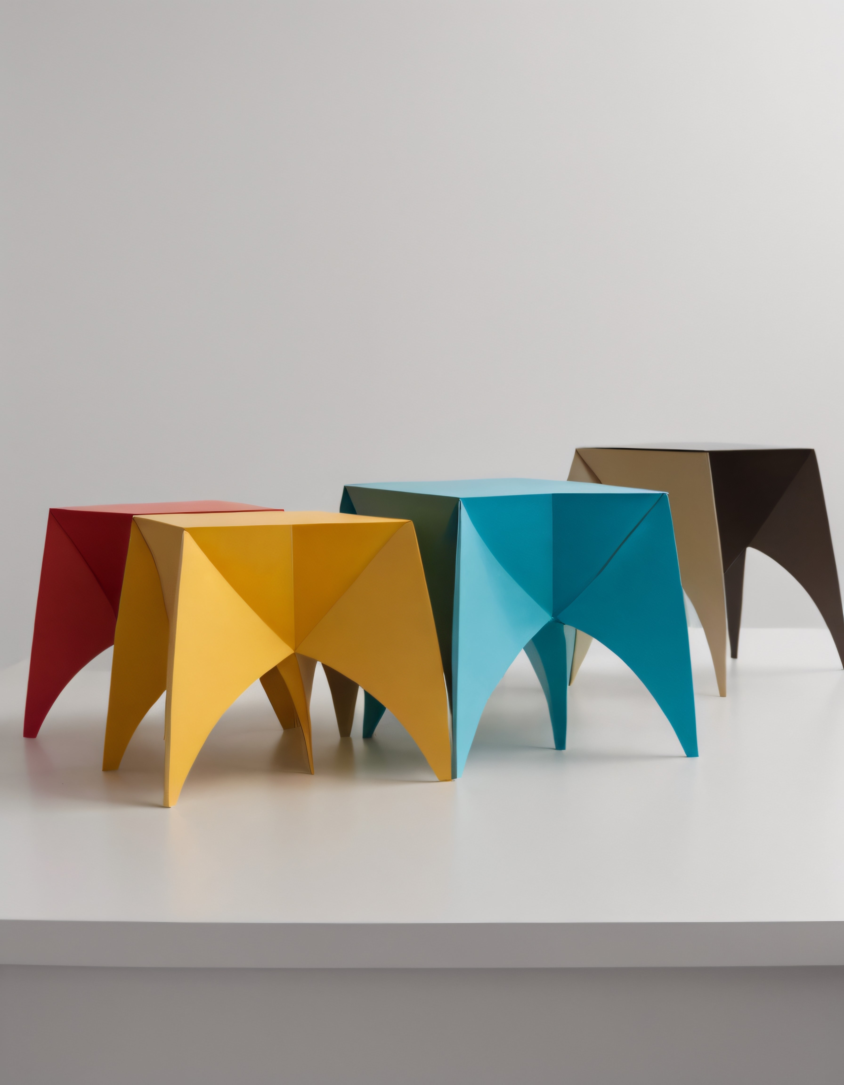 Renkli Geometrik Modern Sehpalar ile Minimalist İç Mekan Dekorasyonu