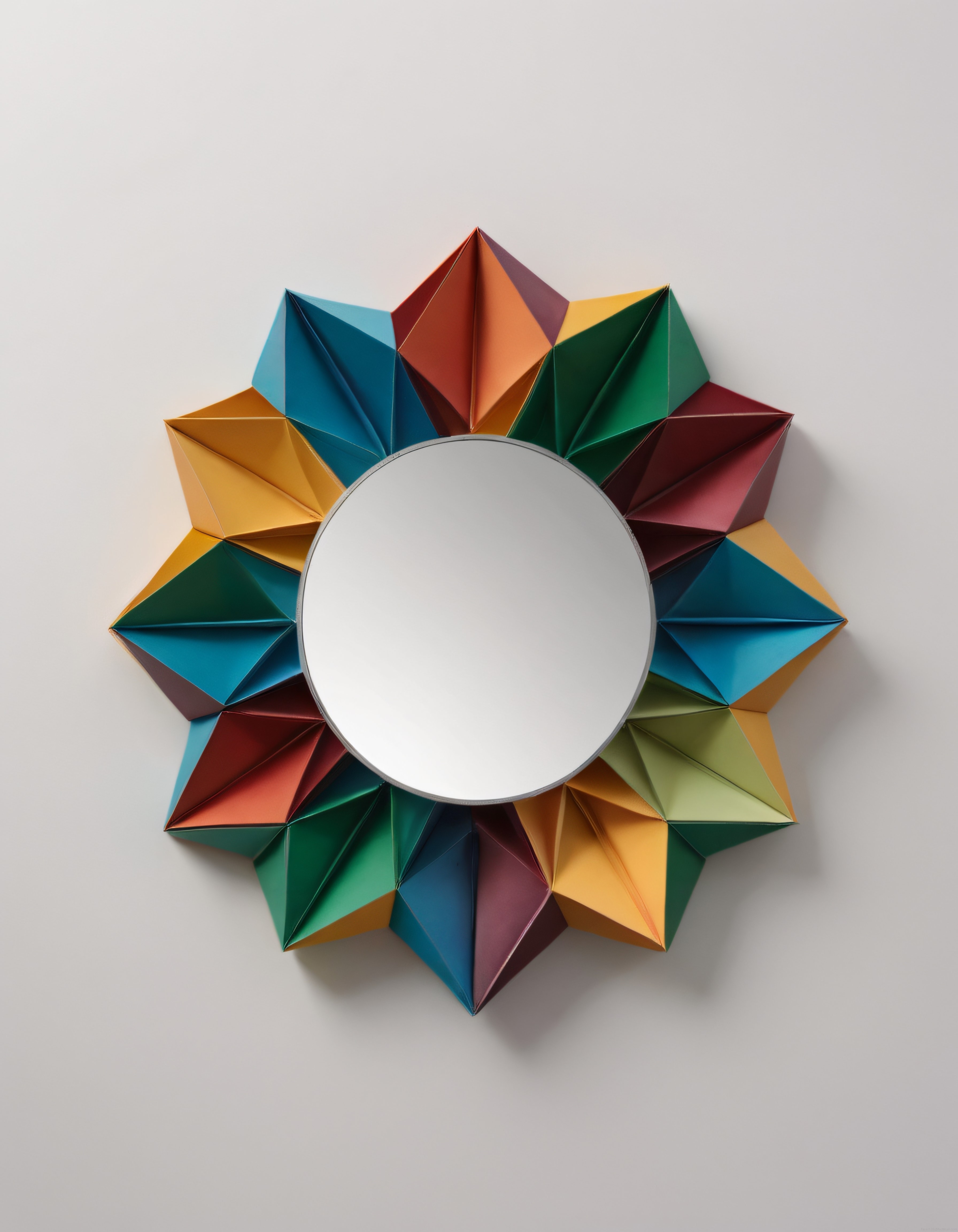 Renkli Geometrik Origami Çerçeveli Modern Duvar Dekorasyonu ve Tasarımı