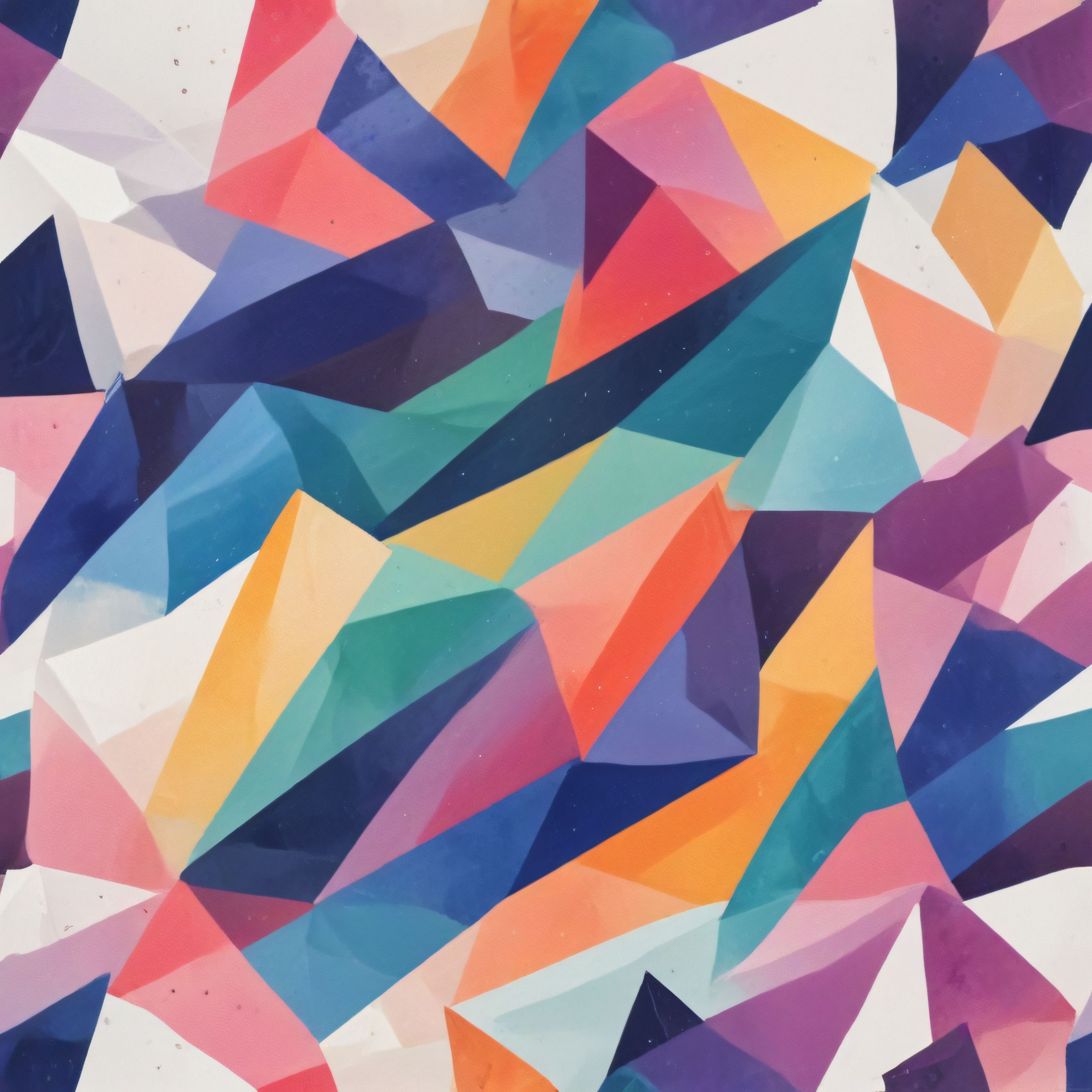 Renkli Geometrik Soyut Kompozisyon: Modern Dijital Sanat Deseni