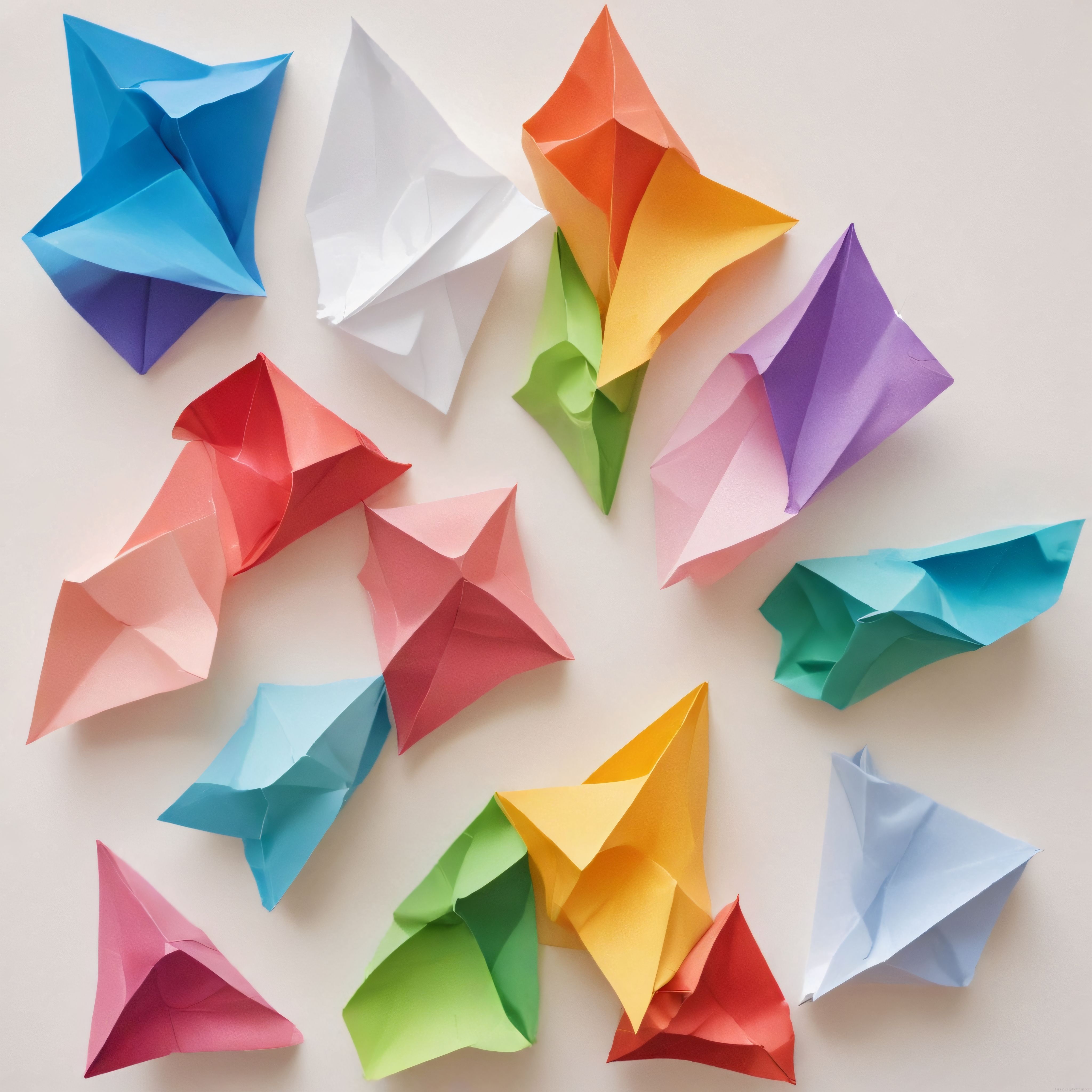 Renkli Kağıt Katlama Sanatı ile Minimalist Origami Duvar Dekorasyonu