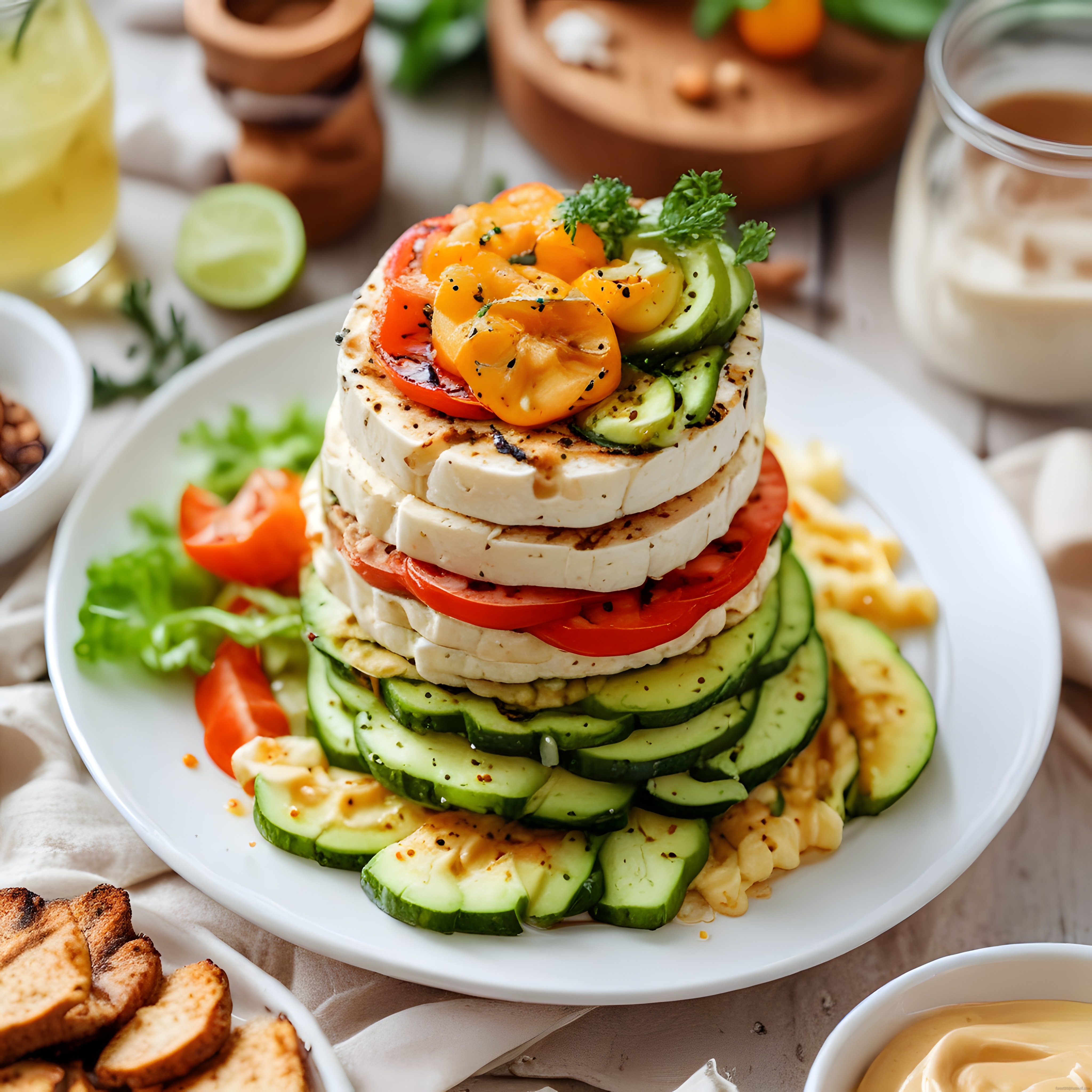 Renkli katmanlı sebze salatası ve hellim peyniri tarifi ile sağlıklı lezzet