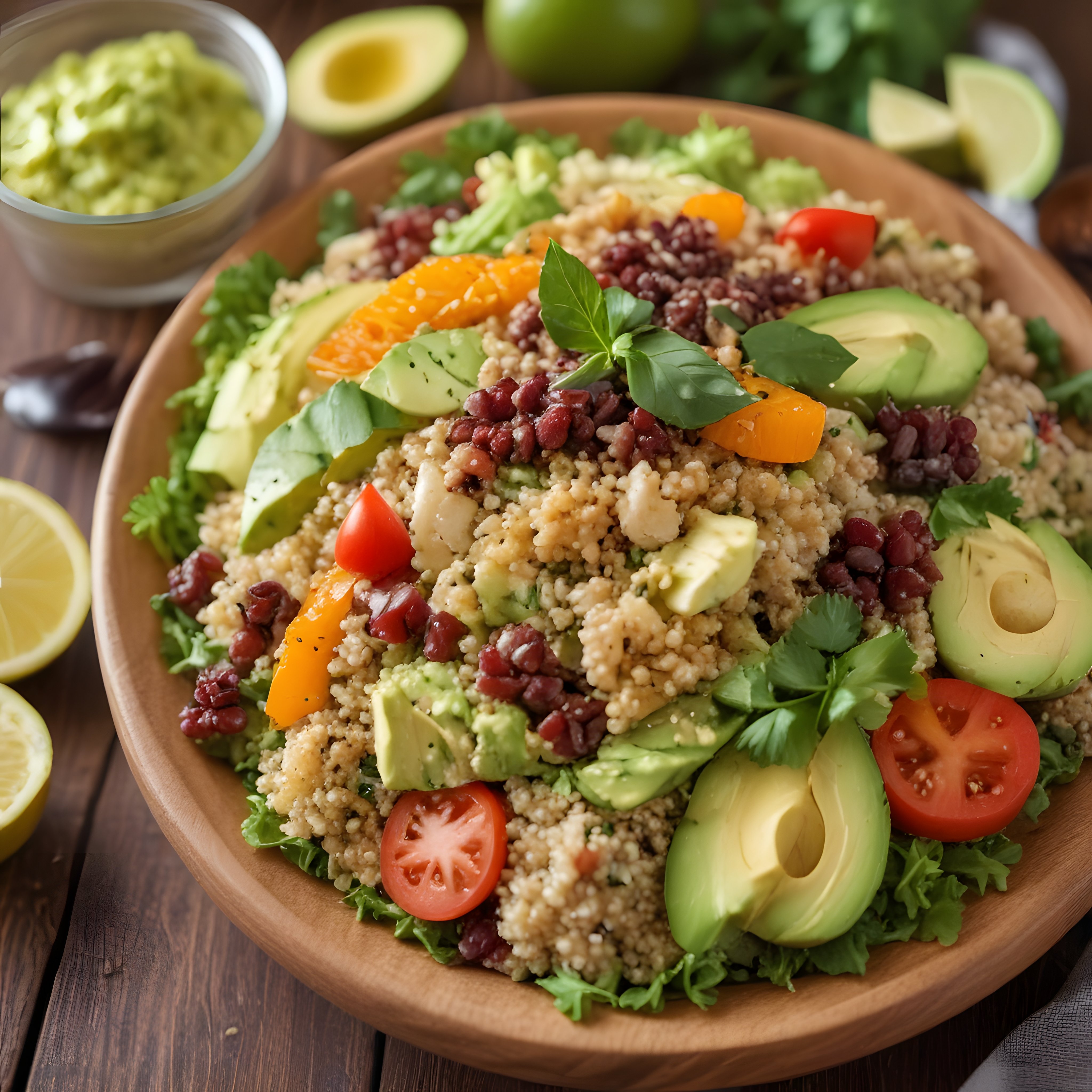Renkli Kinoa Salatası: Avokado ve Fasulyeli Sağlıklı Vegan Kase