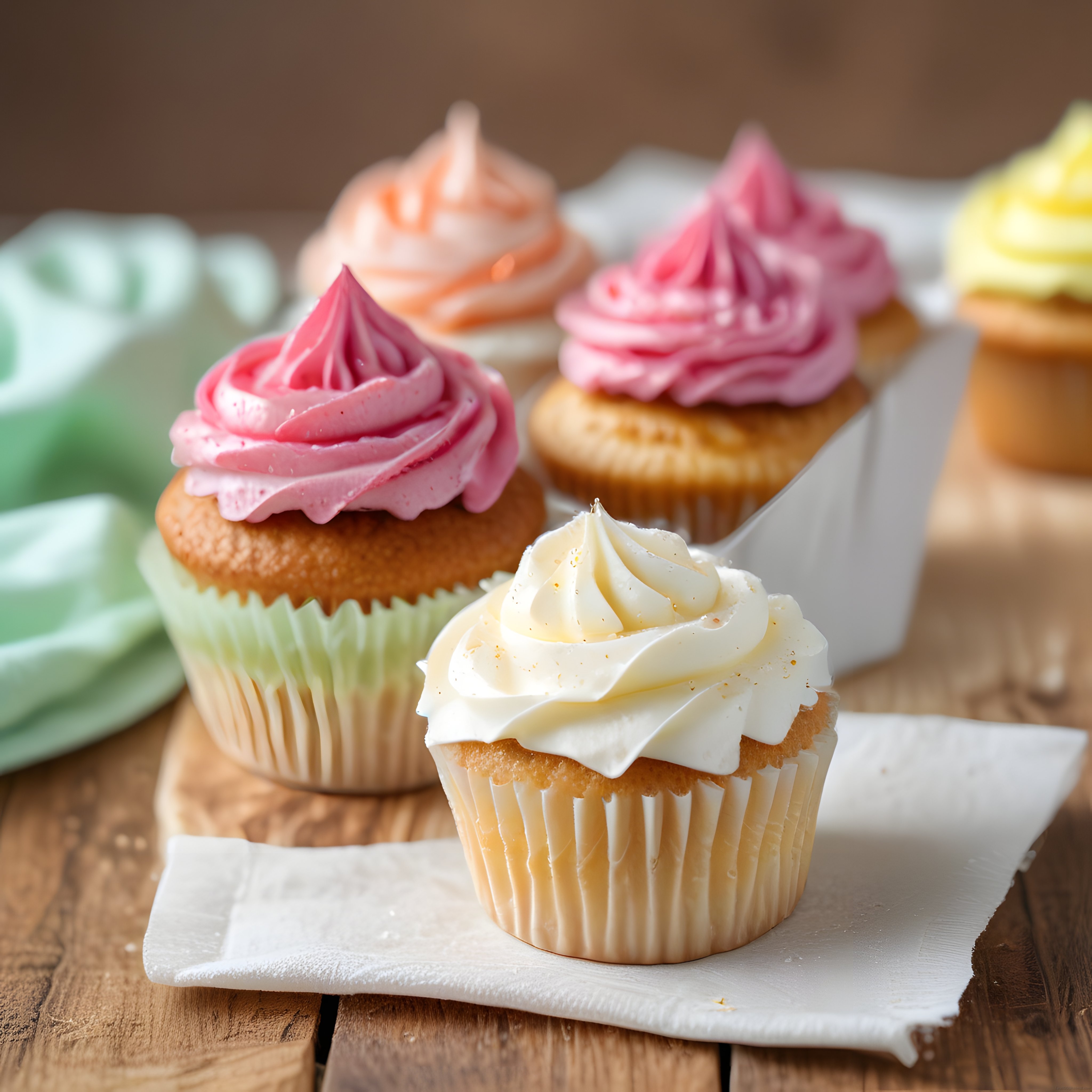 Renkli Krema Süslemeli Cupcake'lerle Etkileyici Tatlı Sunumu ve Pasta İlhamı