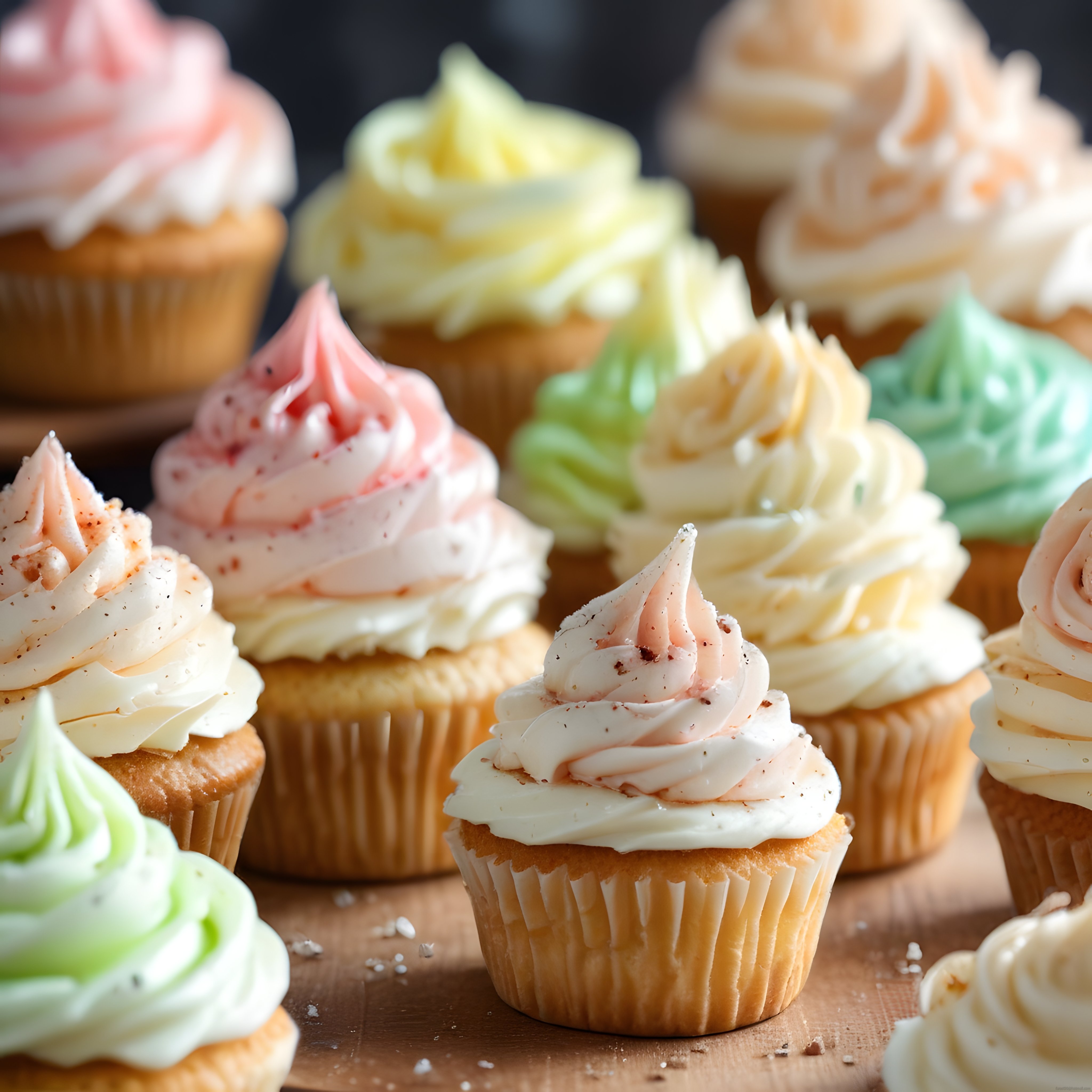 Renkli Krema Süslemeli Tatlı Cupcakeler: Pastane Sunumu ve Tatlı Tarif İlhamı
