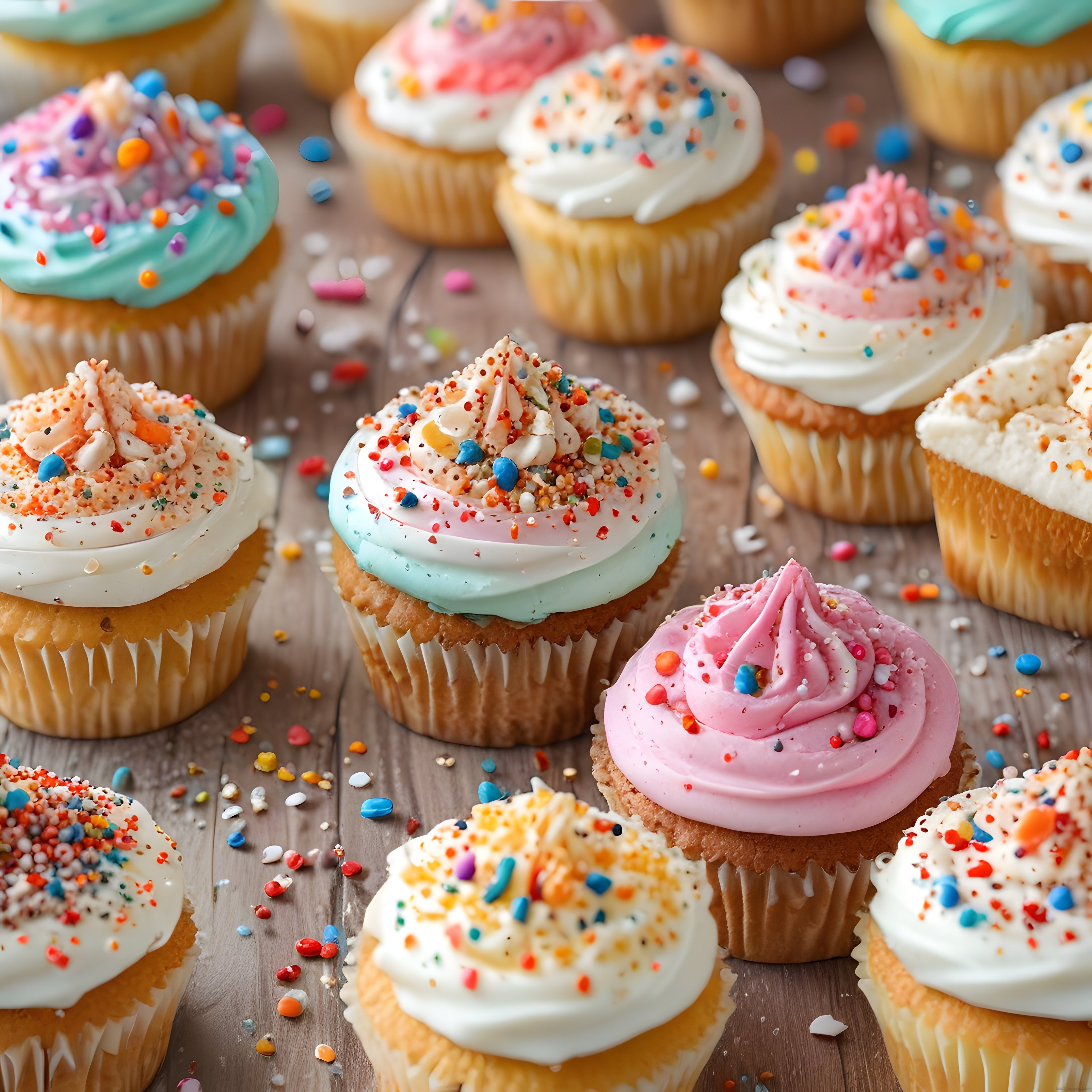 Renkli Kremalı Cupcake'ler: Doğum Günü Sofraları İçin Neşeli Tatlı İkramlar