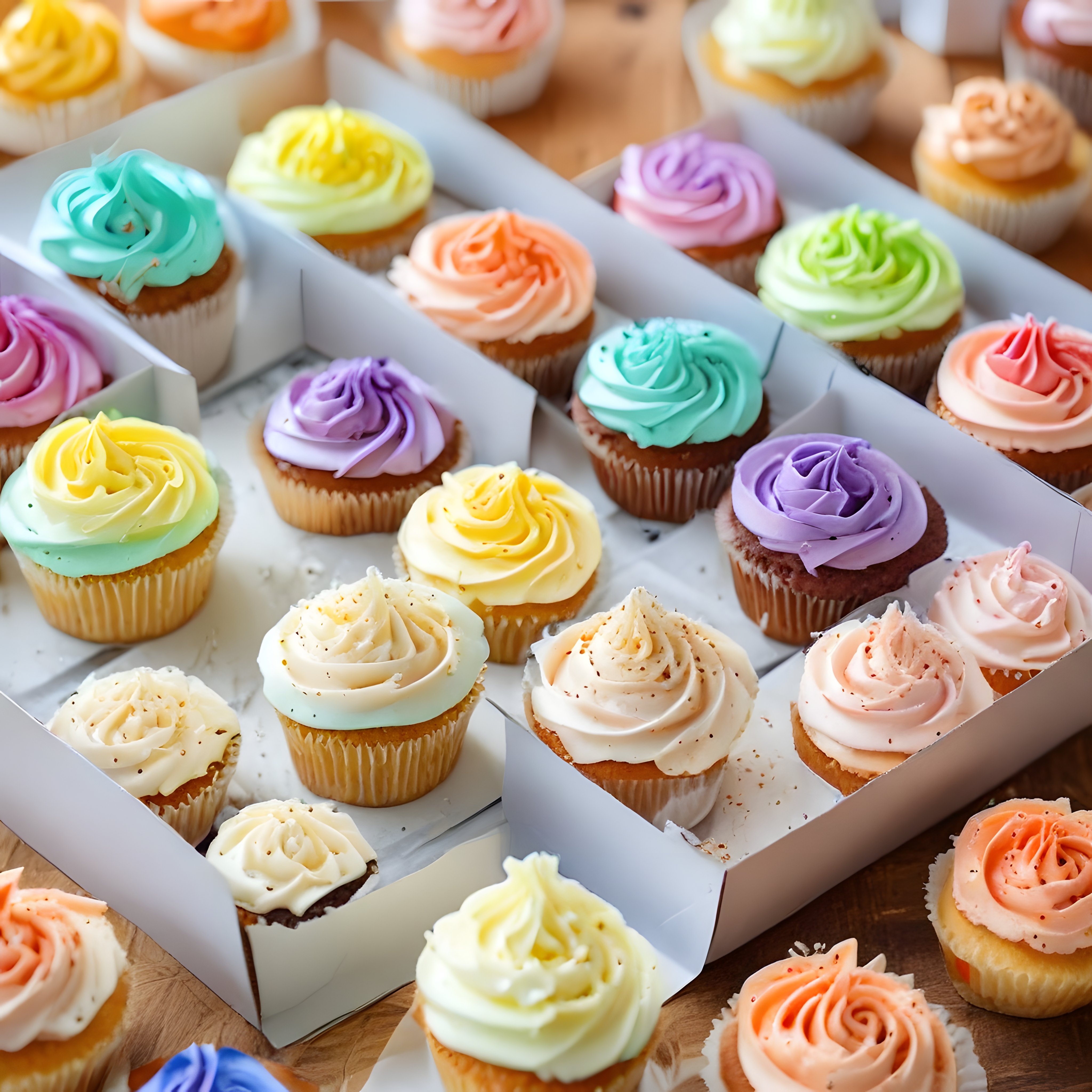 Renkli Kremalı Cupcakeler: Doğum Günü ve Parti İçin Şık Tatlı Sunum
