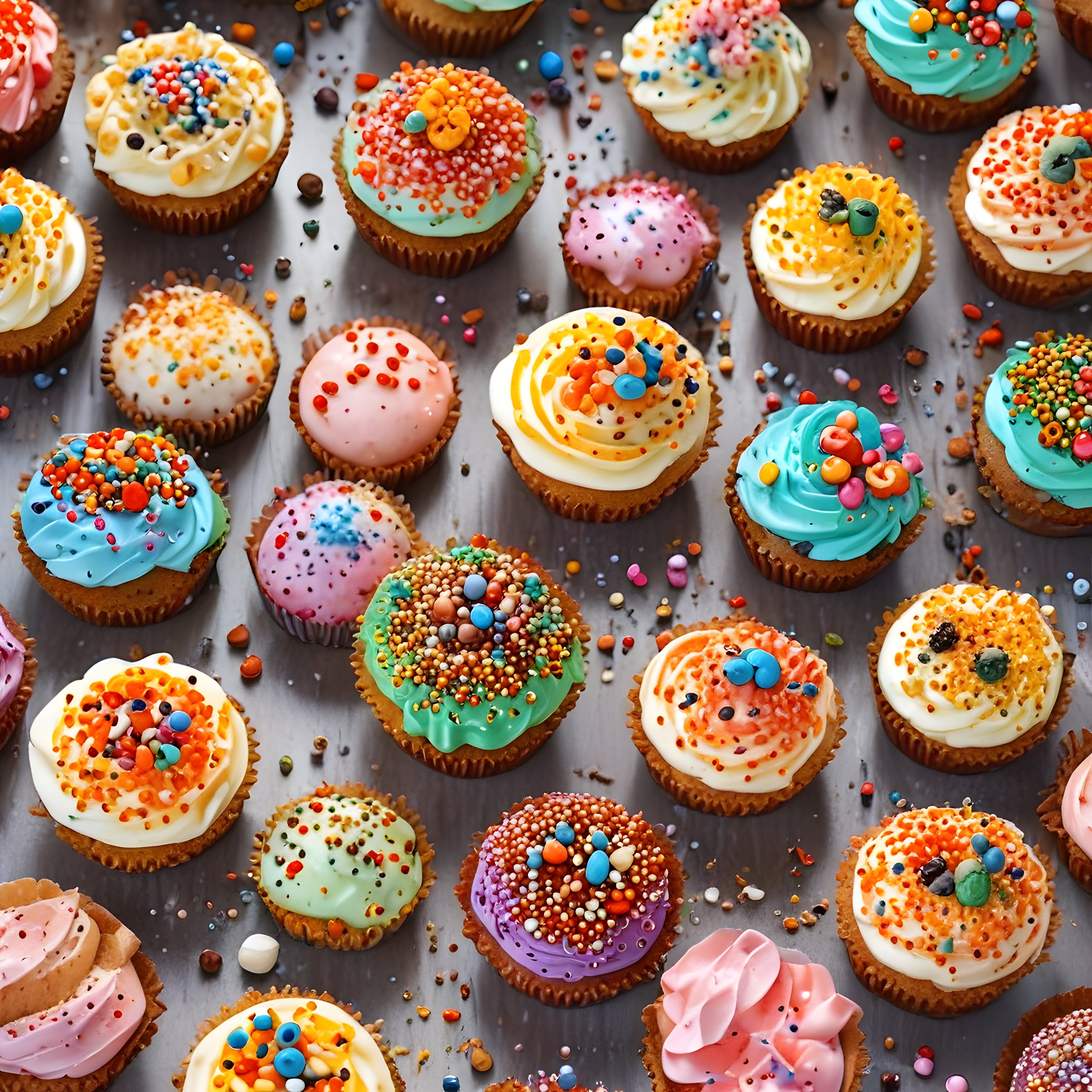 Renkli Kremalı Serpintili Lezzetli Cupcakeler Tatlı Tutkunlarına Özel