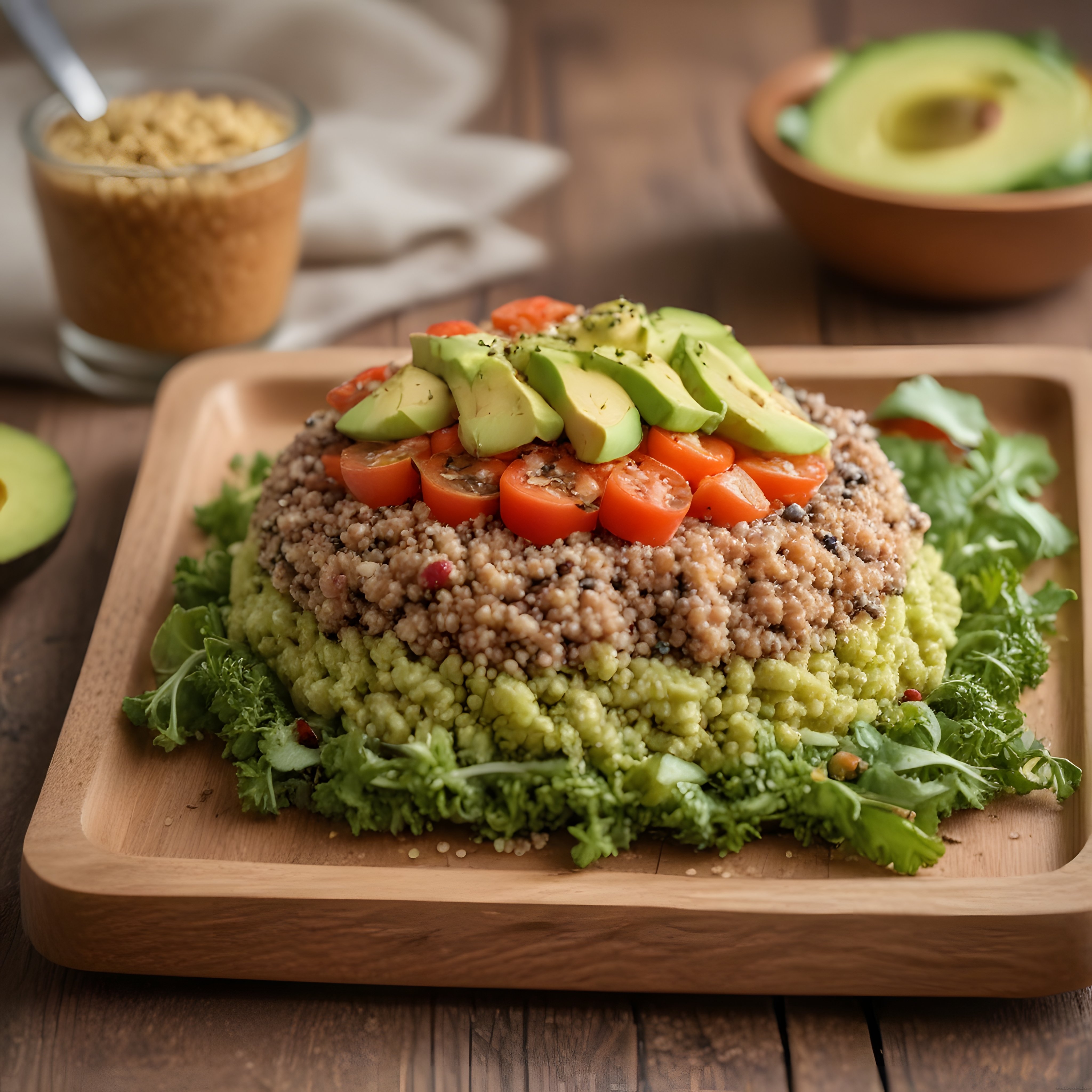 renkli kuinoa kasesi avokado ve taze sebzelerle besleyici vegan tarif