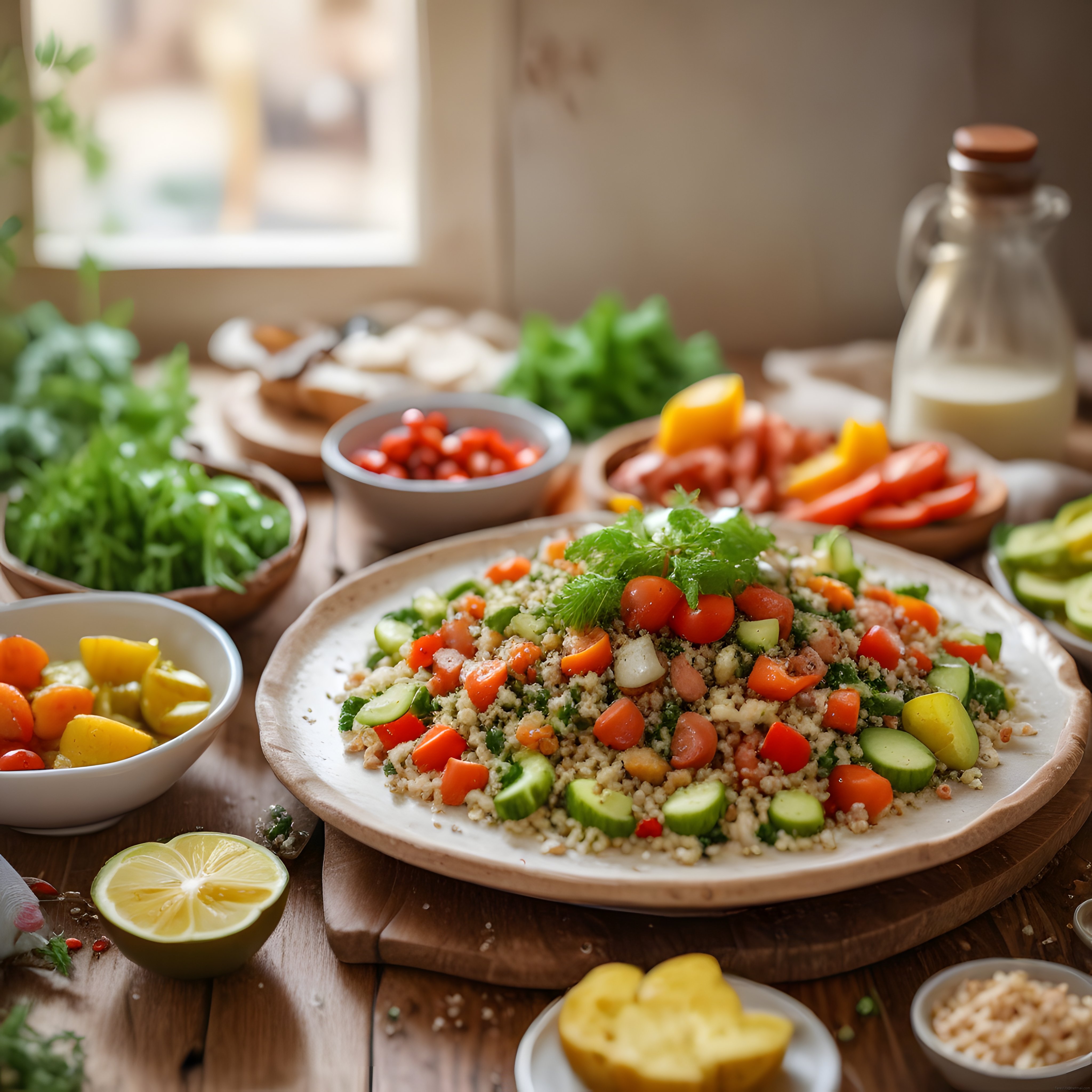 Renkli Kuskus Salatası Tarifi: Rustik Mutfakta Doğal ve Sağlıklı Sunum