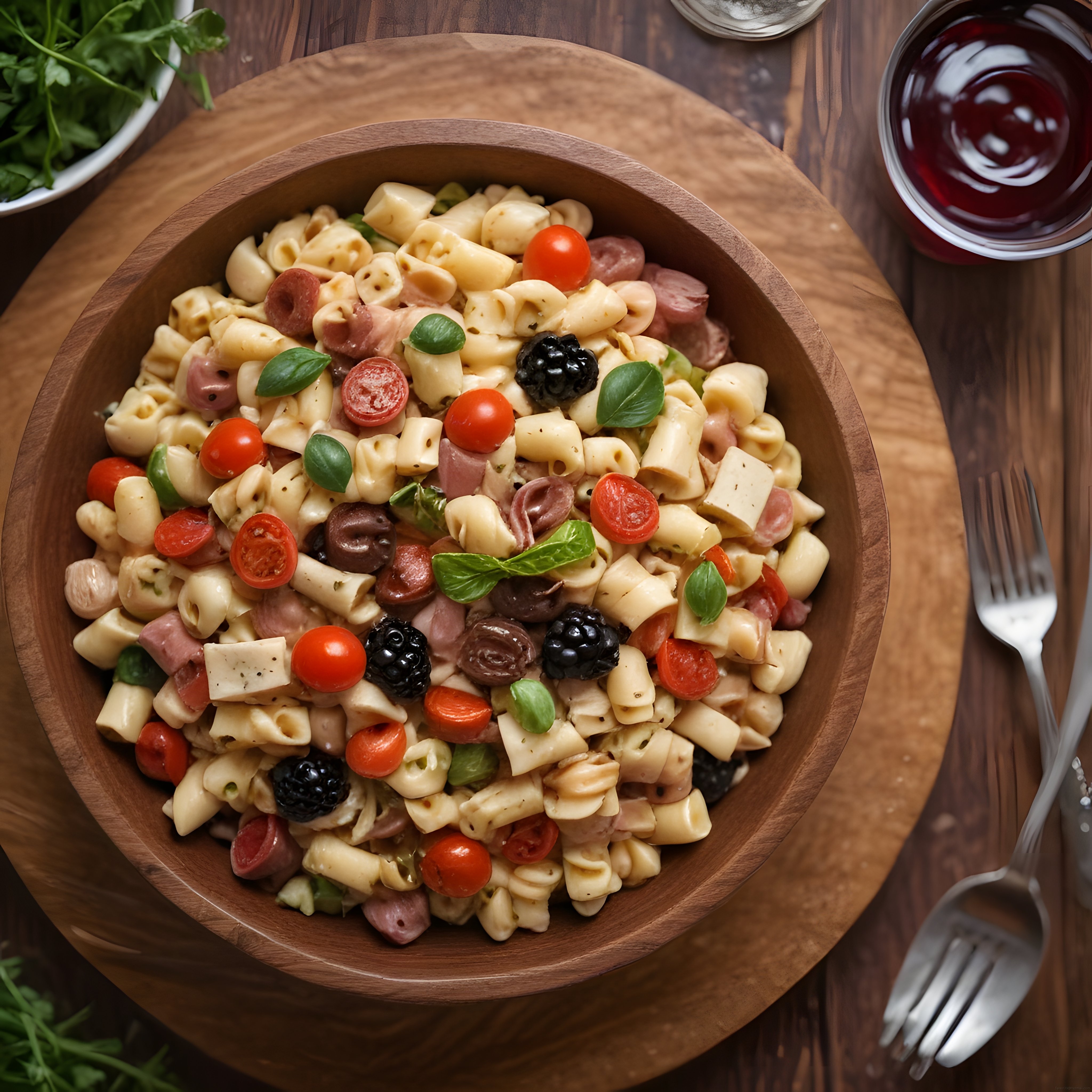 Renkli Makarna Salatası: Taze Domates, Zeytin ve Böğürtlenli Nefis Tarif