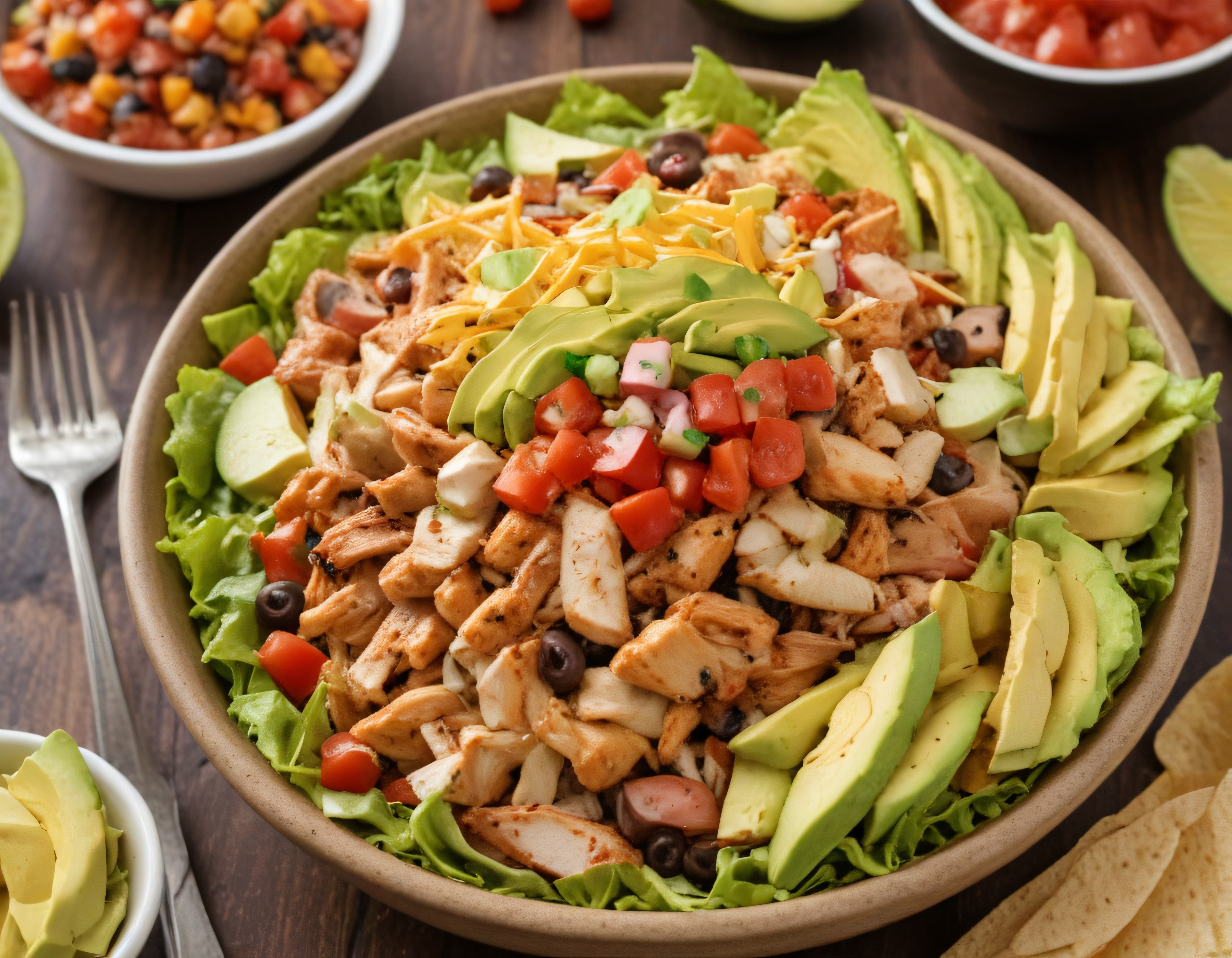 Renkli Meksika Taco Kasesi: Izgara Tavuk, Avokado ve Fasulyeli Lezzetli Öğün