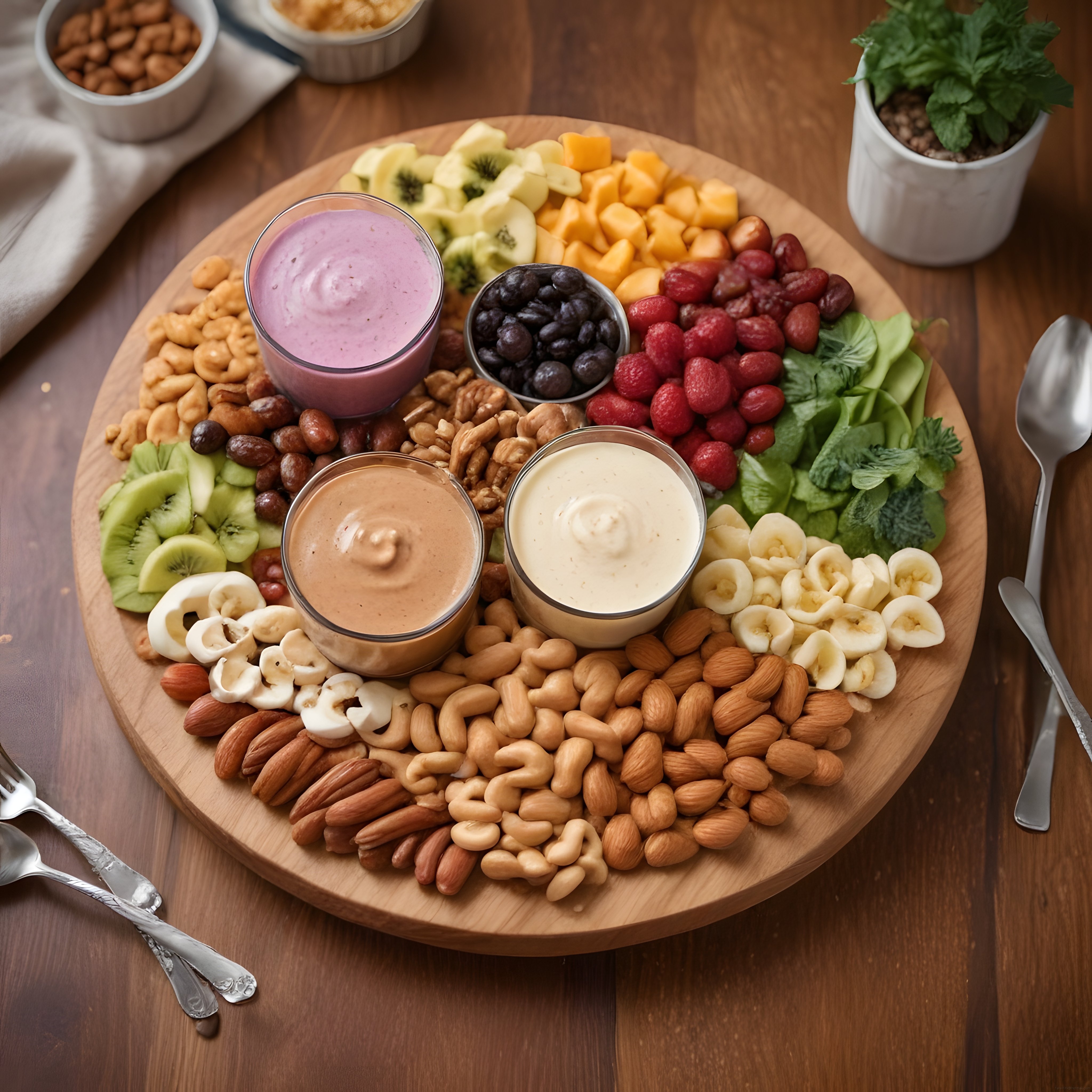 Renkli Meyve ve Kuruyemişli Kahvaltı Sunum Tahtası ile Sağlıklı Brunch