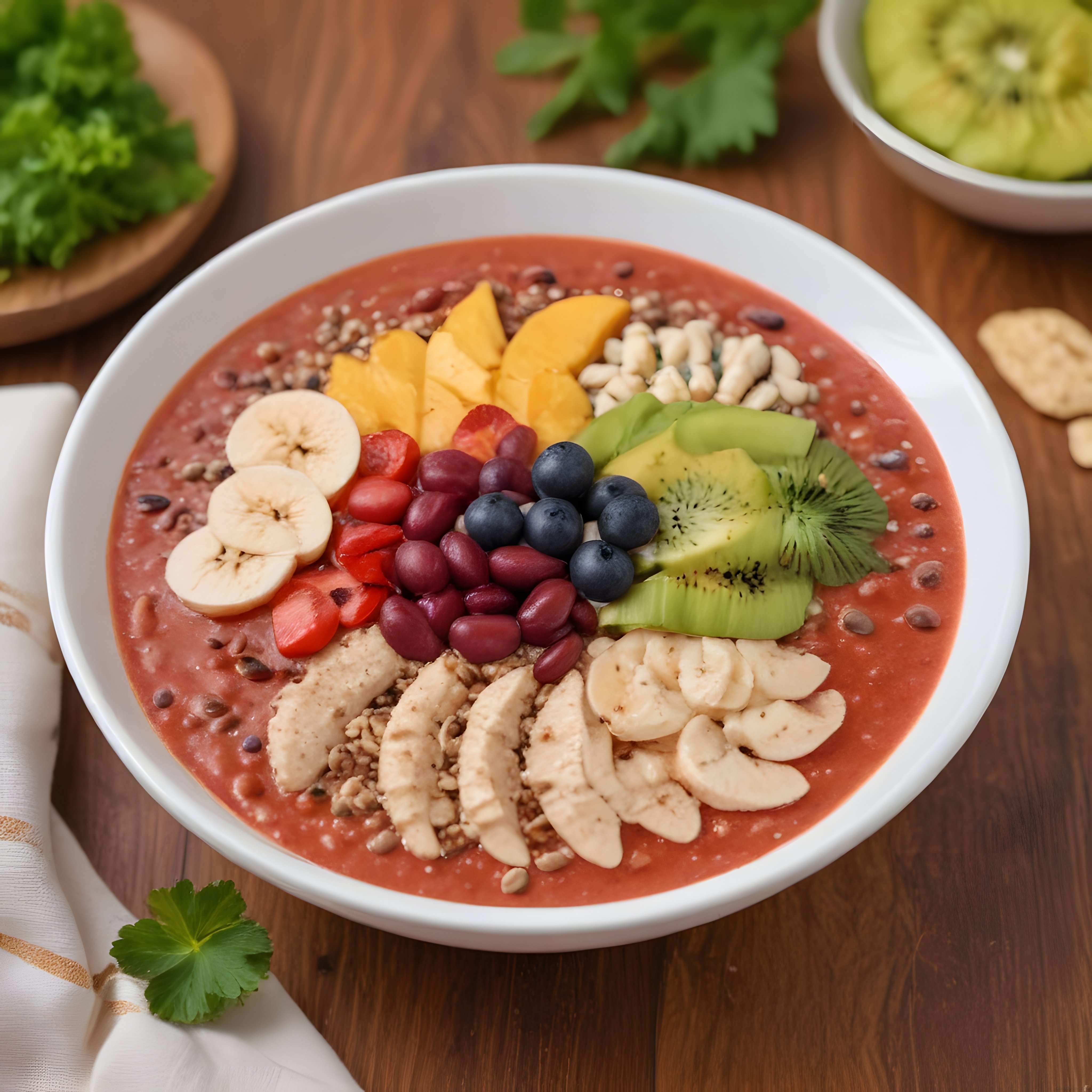 Renkli Meyve ve Tohumlarla Süslenmiş Sağlıklı Smoothie Bowl Tarifi
