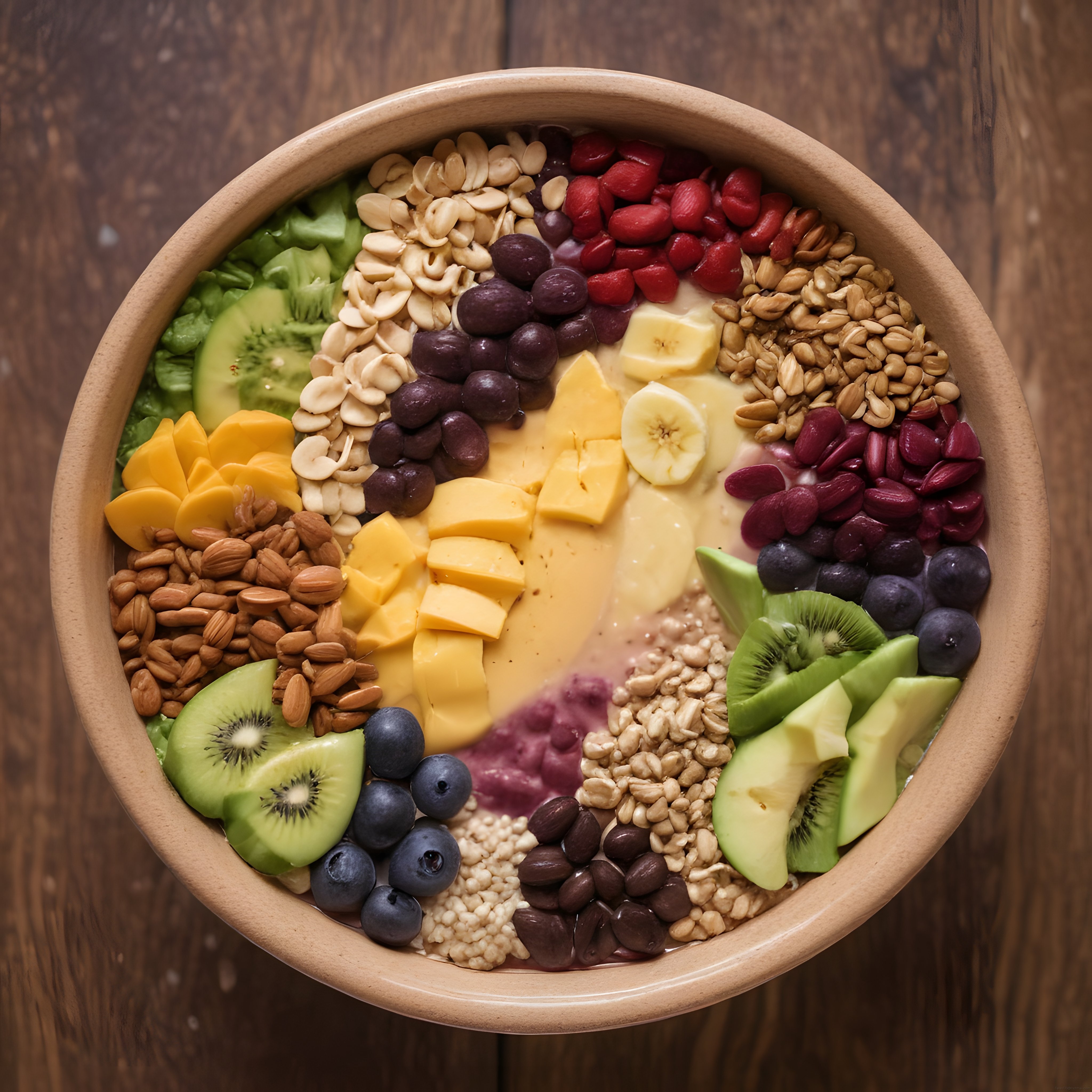 Renkli Meyveli Kuruyemişli Sağlıklı Smoothie Bowl Kahvaltı Kasesi