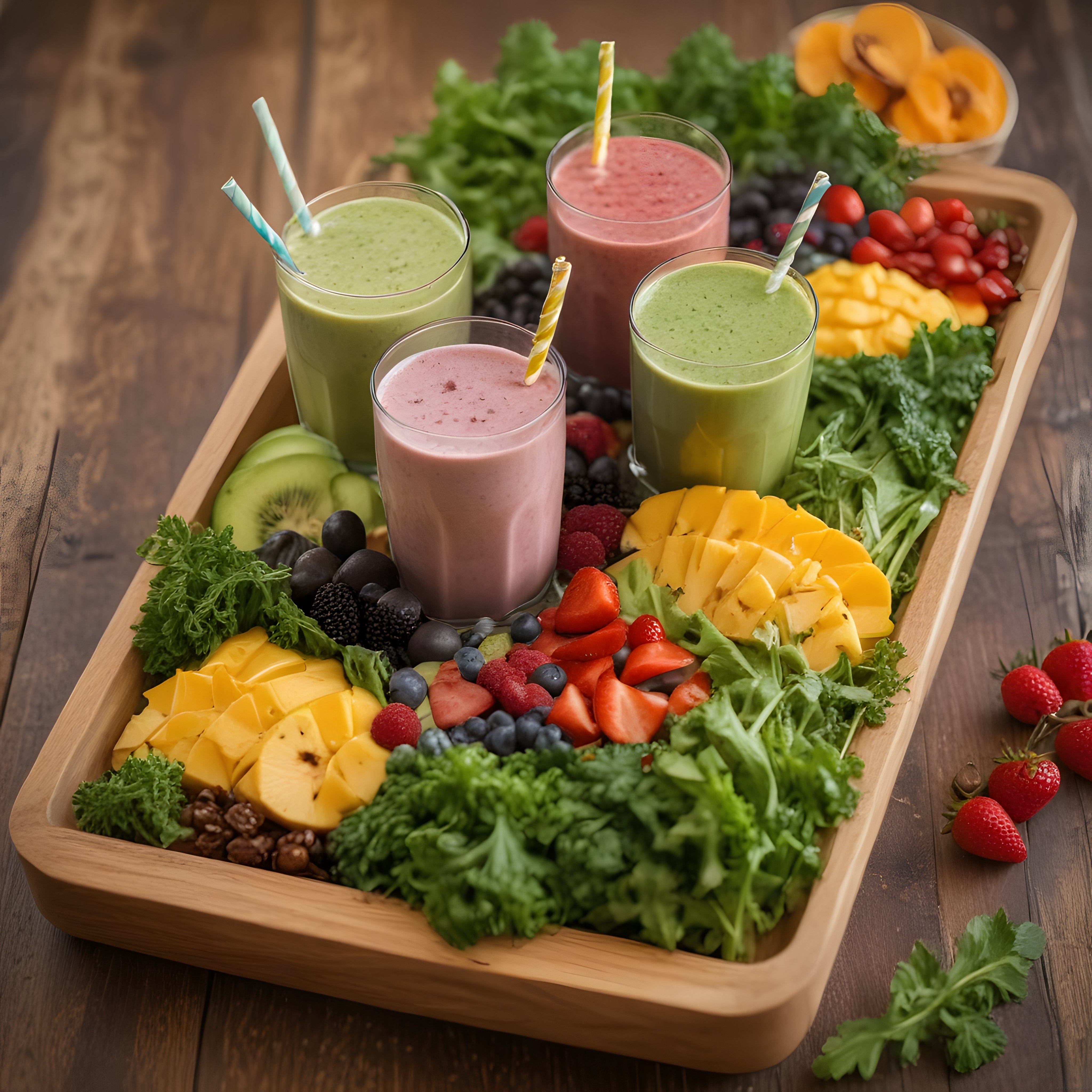 Renkli Meyveli Smoothie Sunumu ve Taze Detoks İçecek Tarifleri