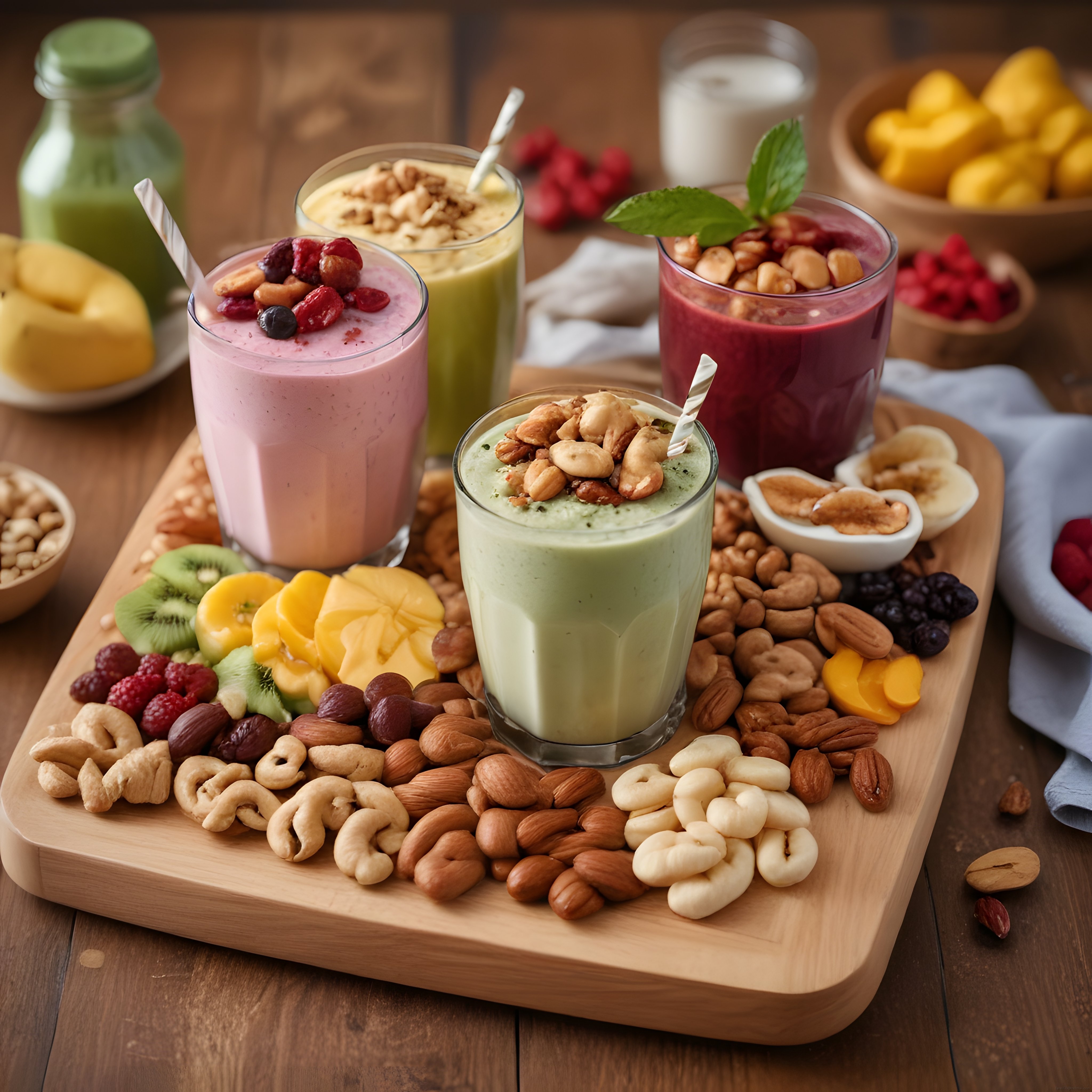 Renkli Meyveli Smoothie Tarifleri ve Sağlıklı Kahvaltı İçecek Sunumu