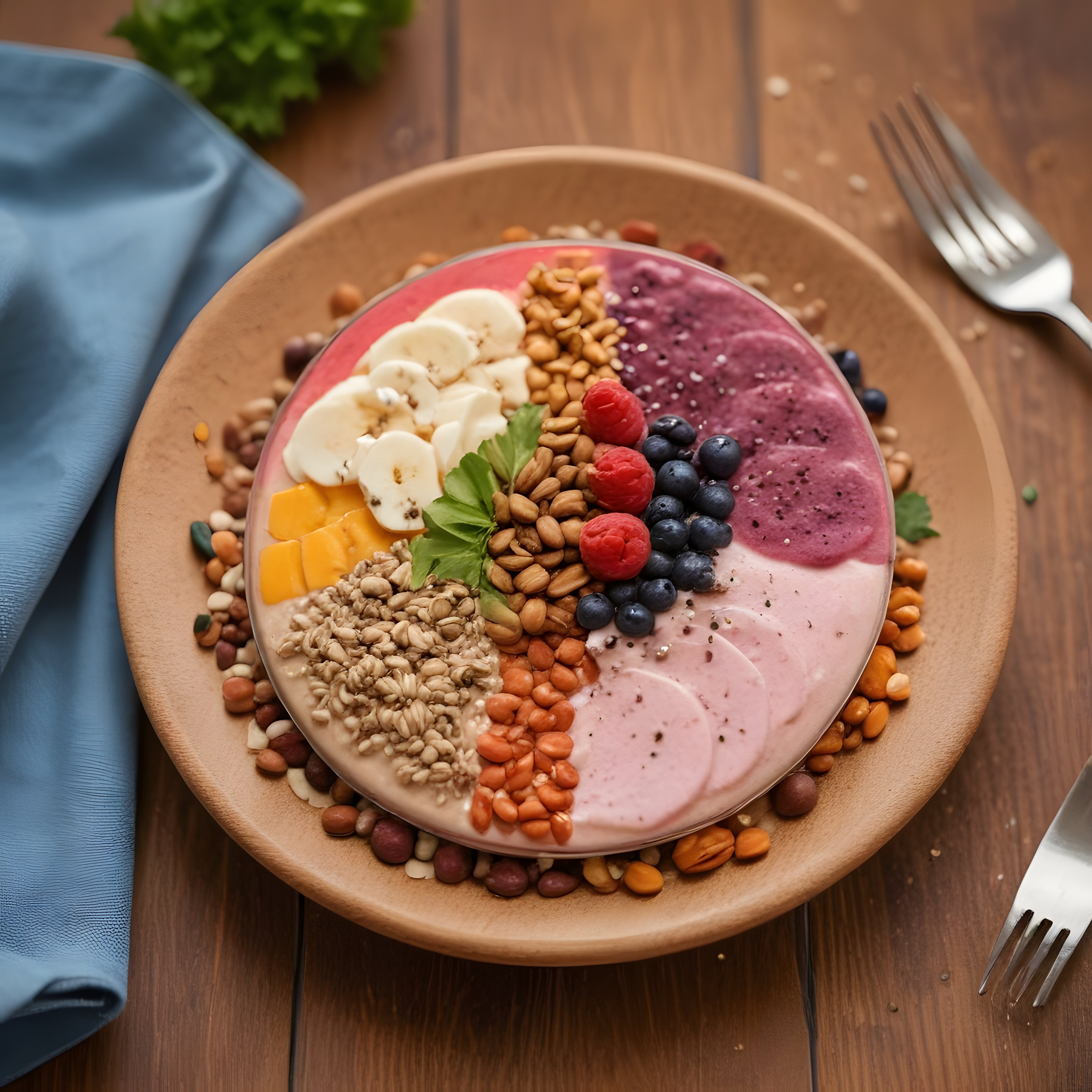 Renkli Meyveli ve Tohumlu Smoothie Bowl ile Sağlıklı Kahvaltı Sunumu