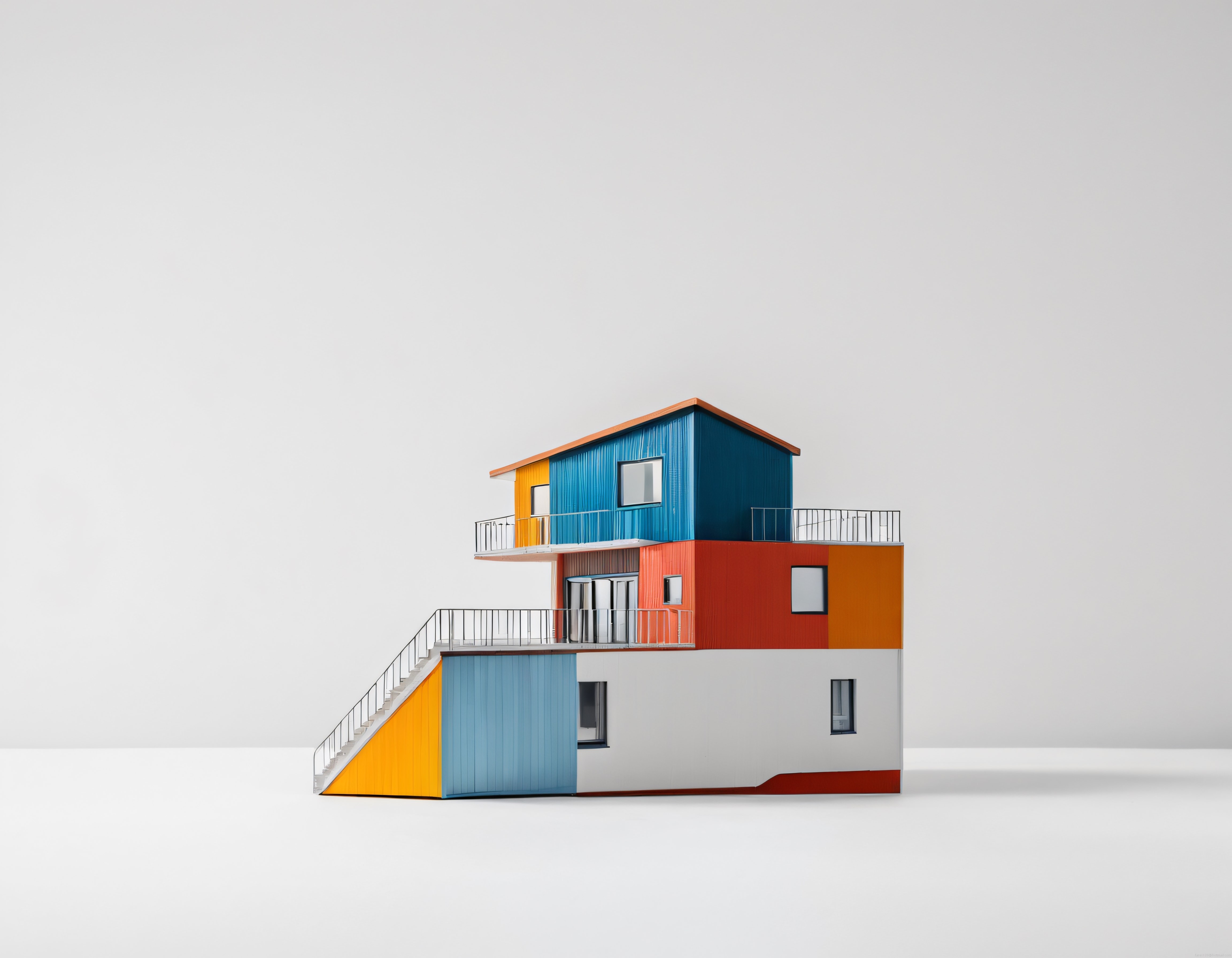 Renkli Modüler Konteyner Ev Tasarımı ve Modern Mimari Yapı Modeli