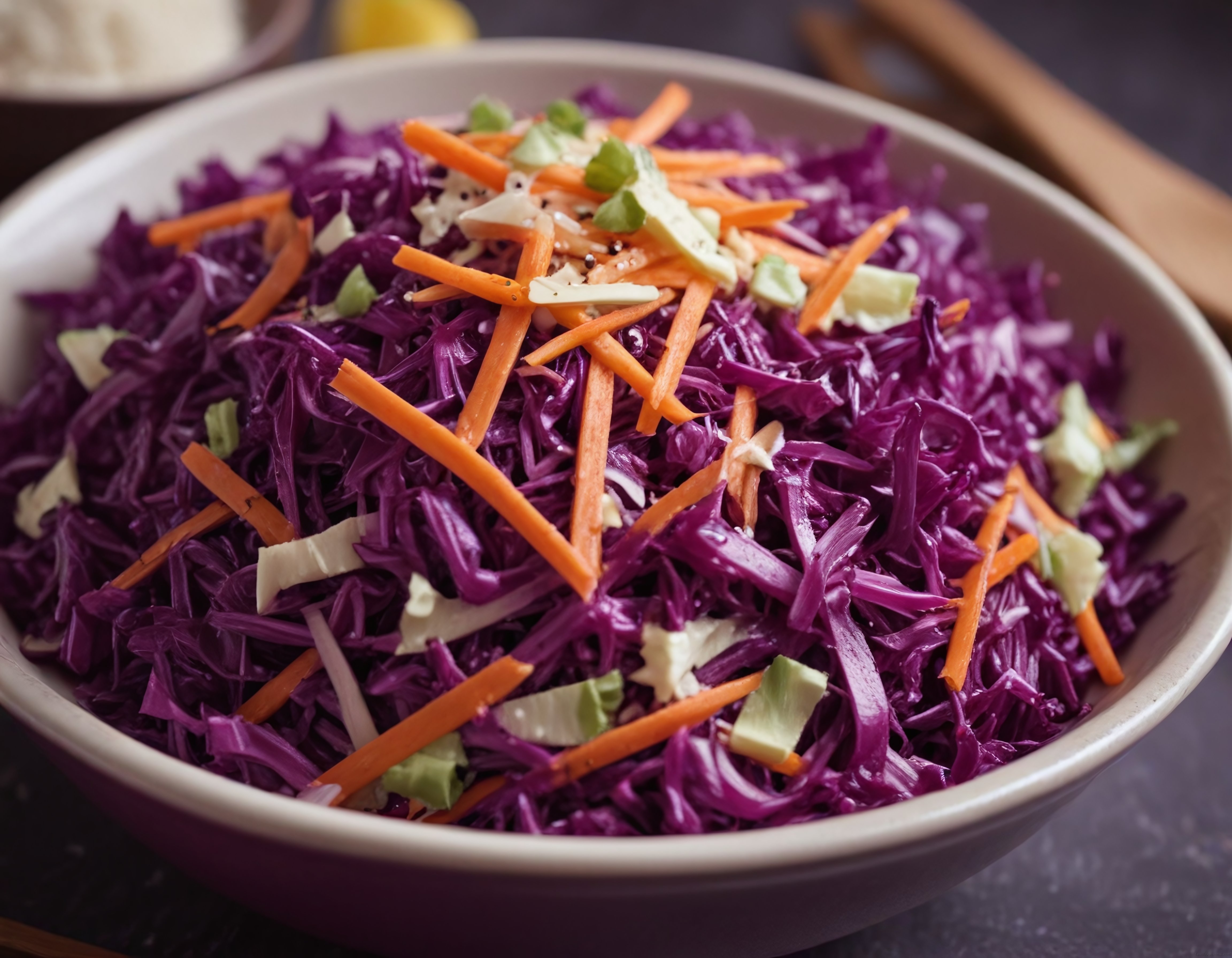 Renkli Mor Lahana Salatası Tarifi: Avokado ve Havuçlu Sağlıklı Kase