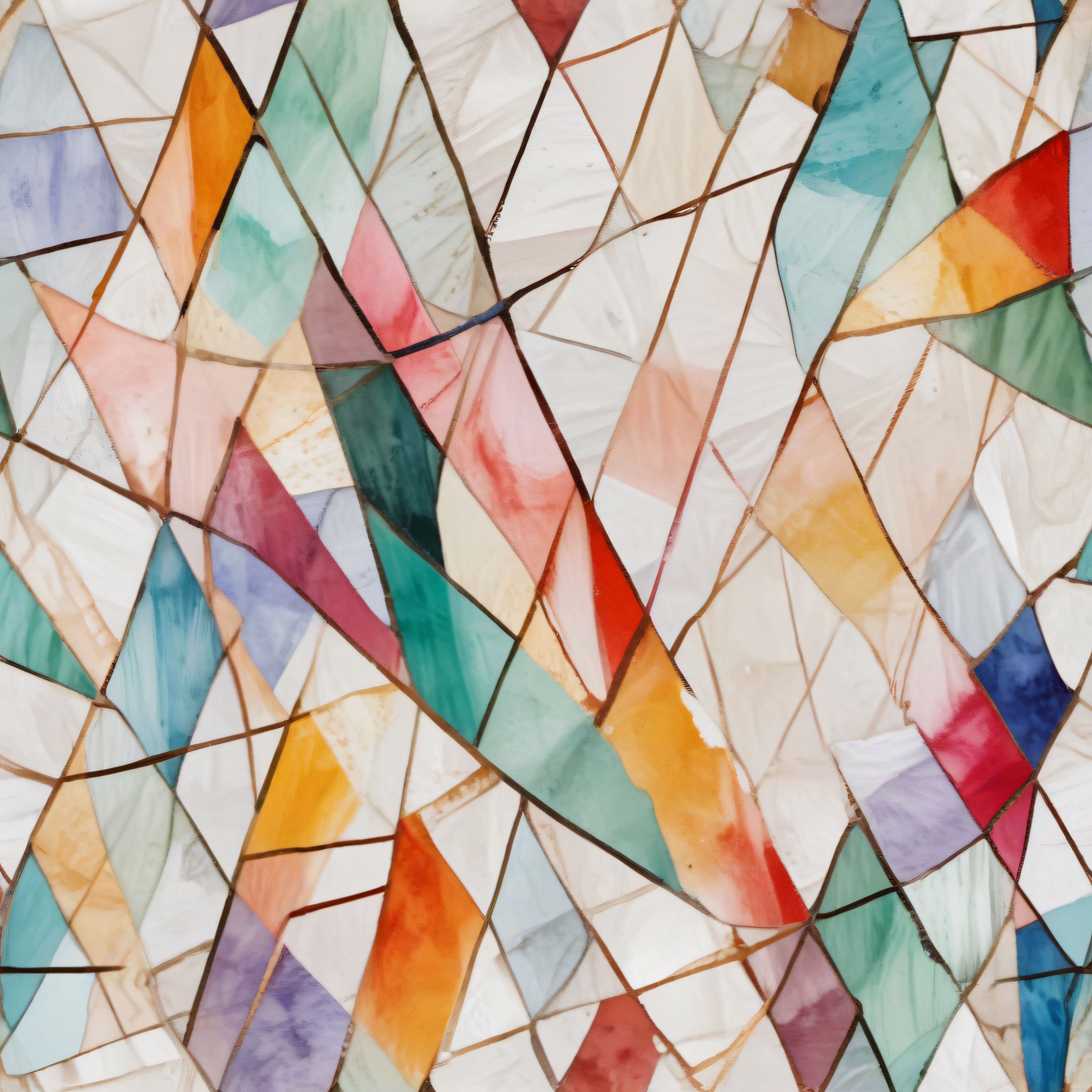 Renkli Mozaik Cam: Geometrik Soyut Sanat ve Vitray Dokulu Arka Plan