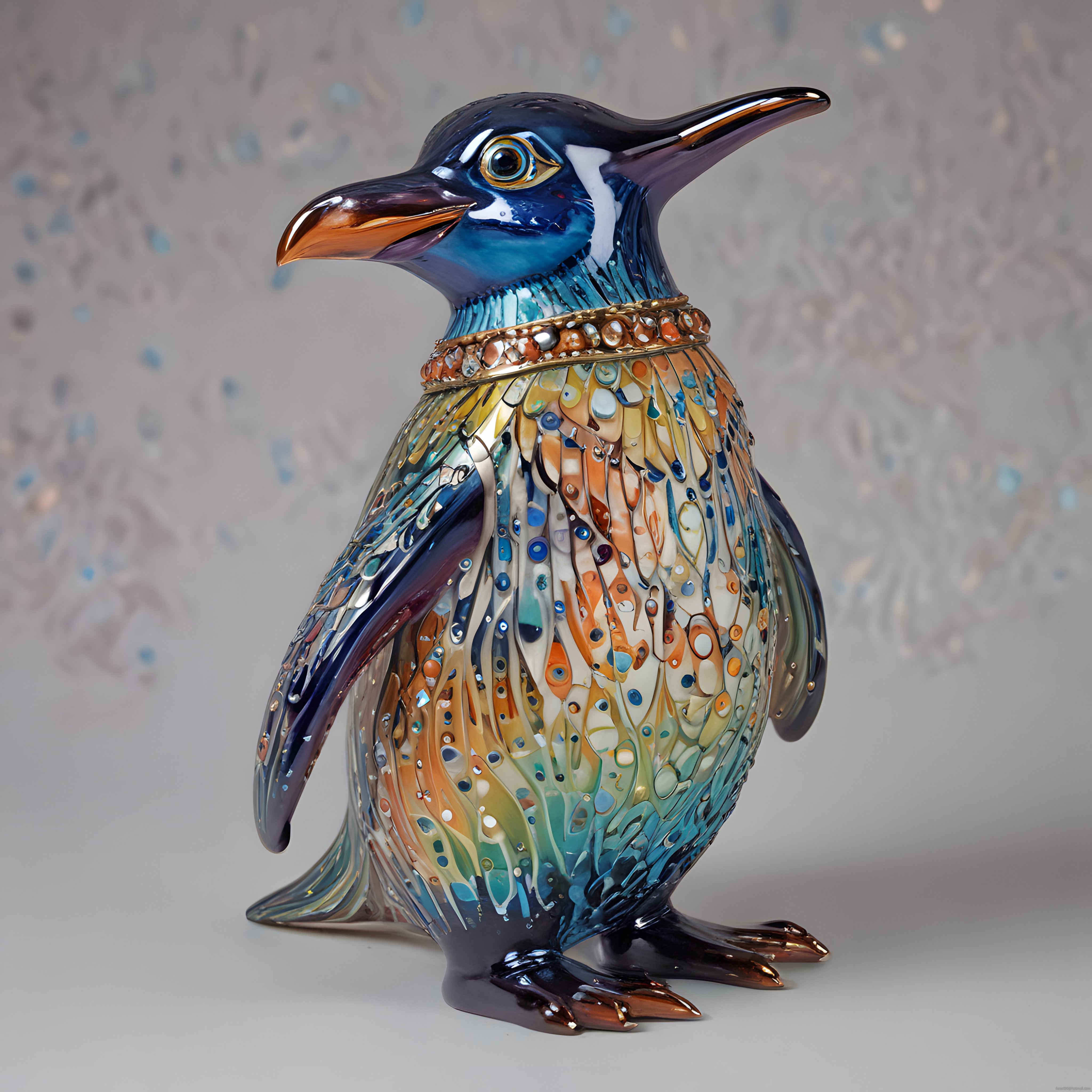 Renkli Mozaik Cam Penguen Heykeli: Bohem Dekoratif Sanat Objesi