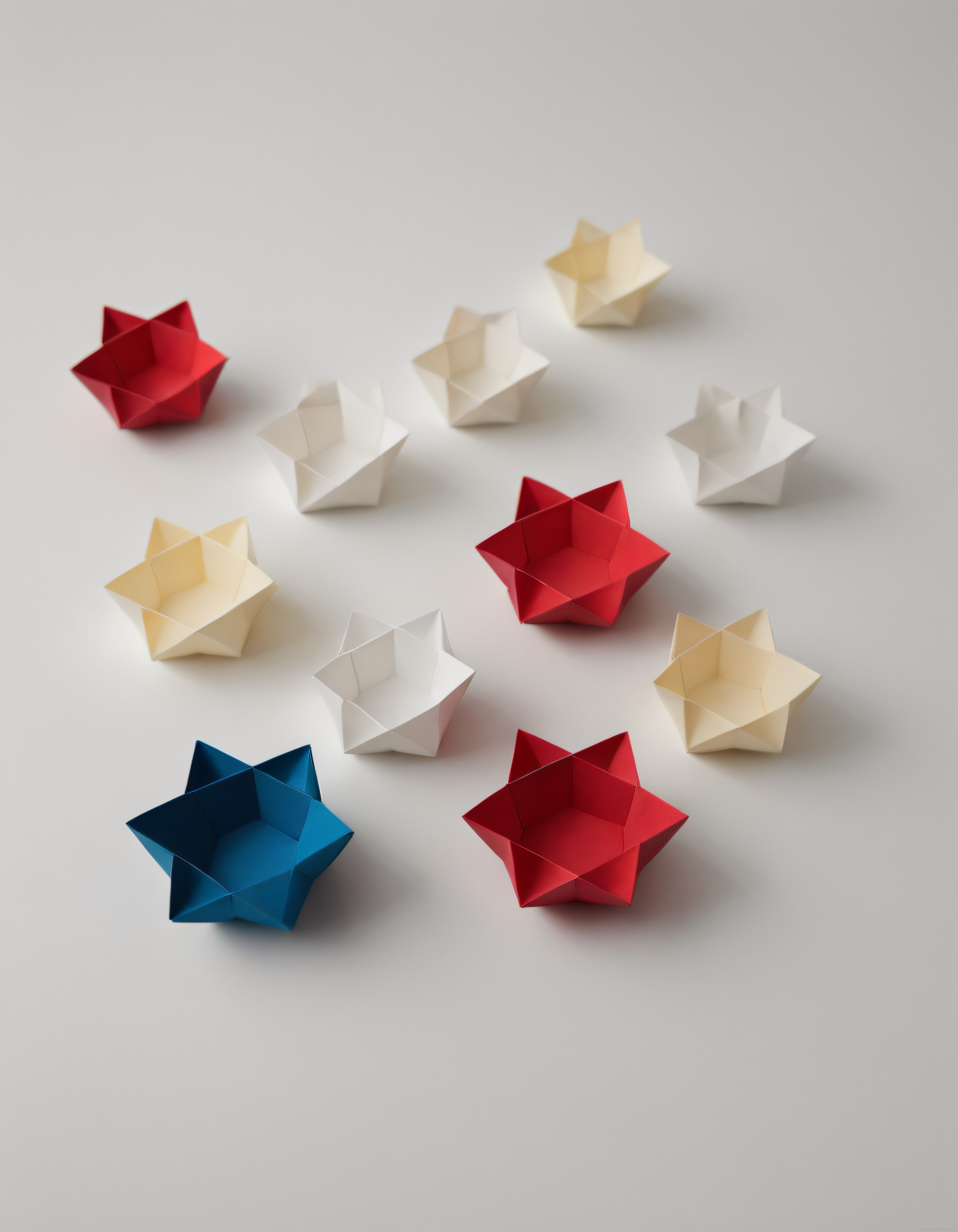 Renkli Origami Yıldız Kutuları: Minimalist Kağıt El Sanatları Sergisi