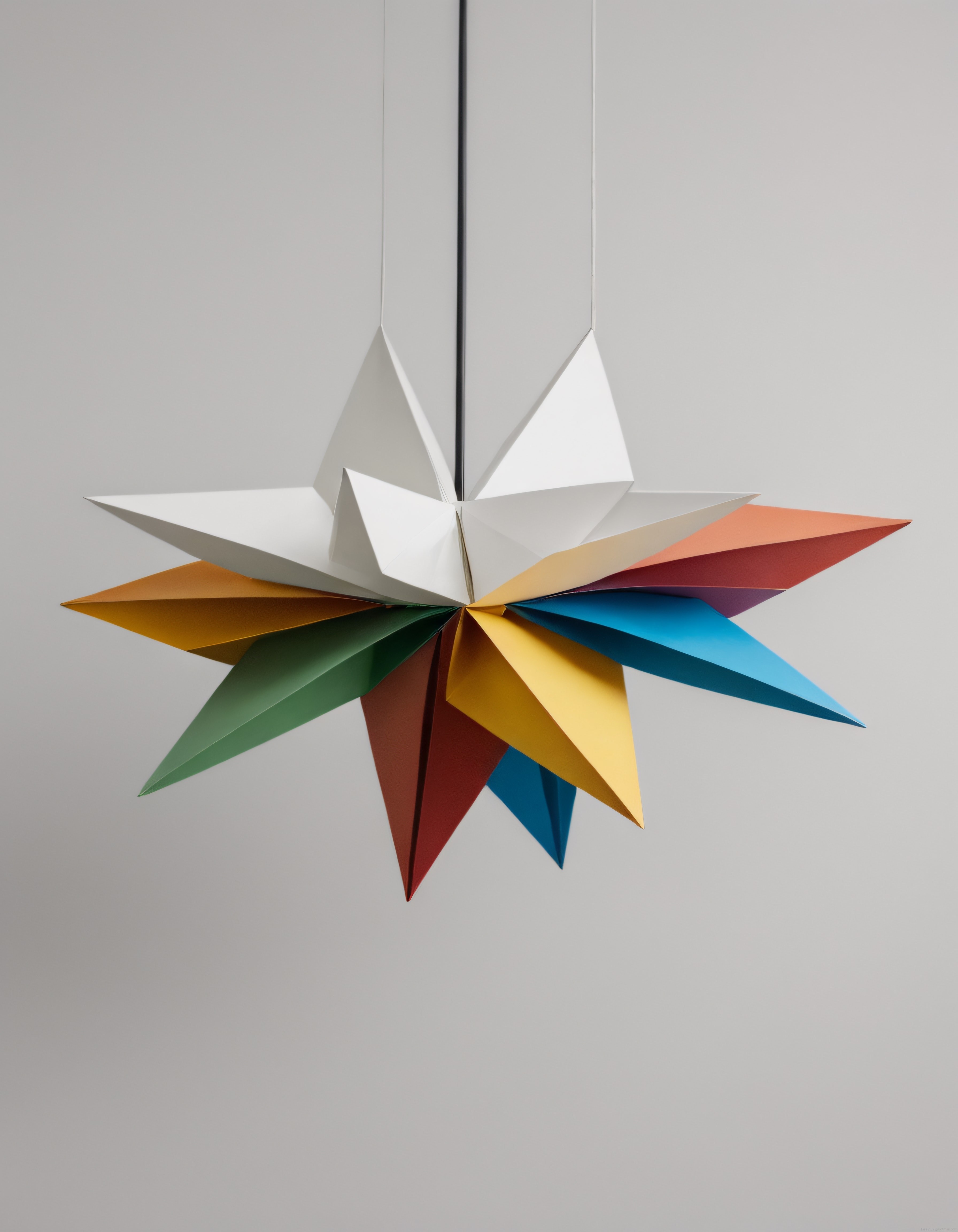 Renkli Origami Yıldız Süs: Geometrik Kağıt Katlama ve Asılı Dekorasyon