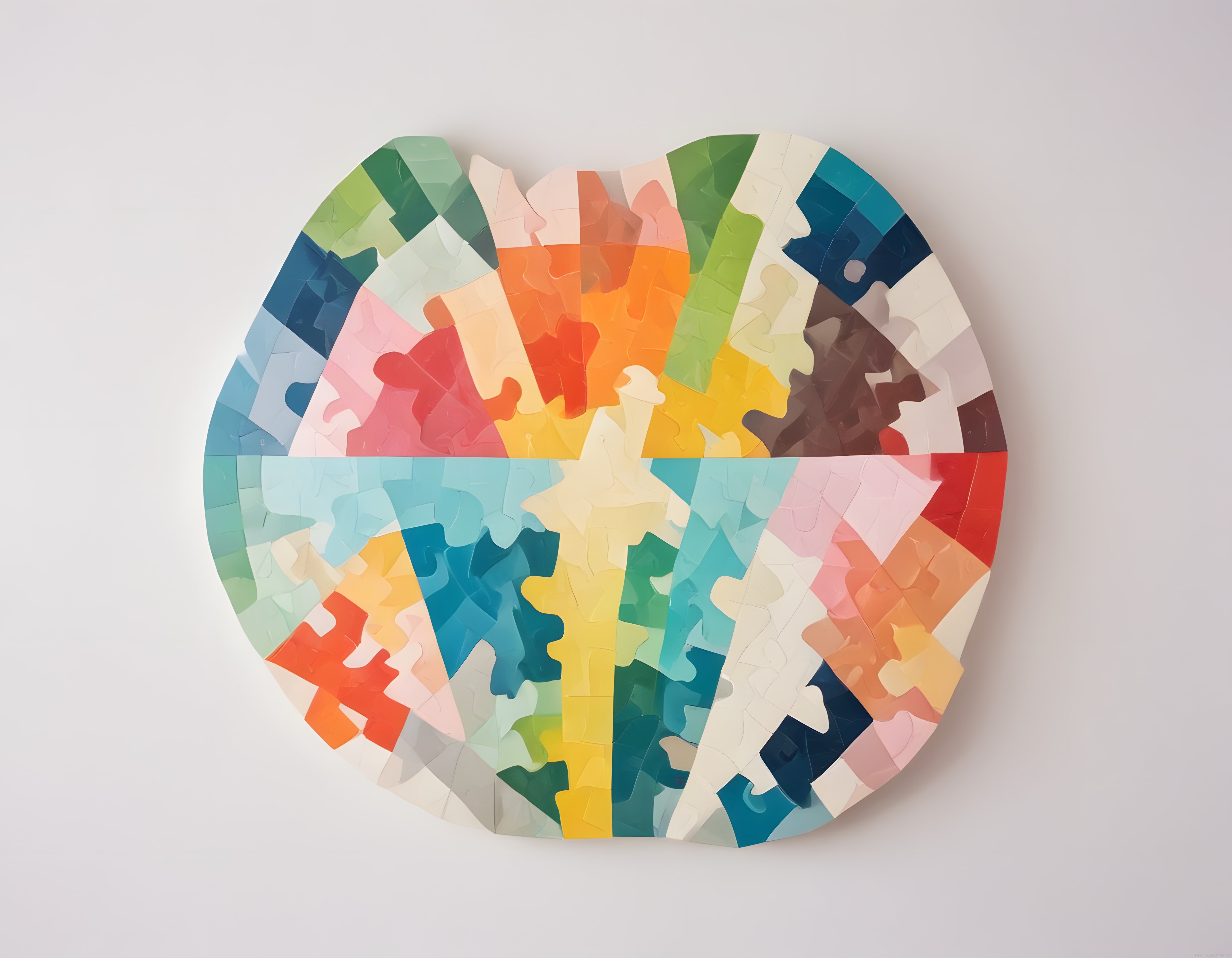 Renkli Puzzle Parçalarından Oluşan Kalp Şeklinde Sanatsal Duvar Dekoru