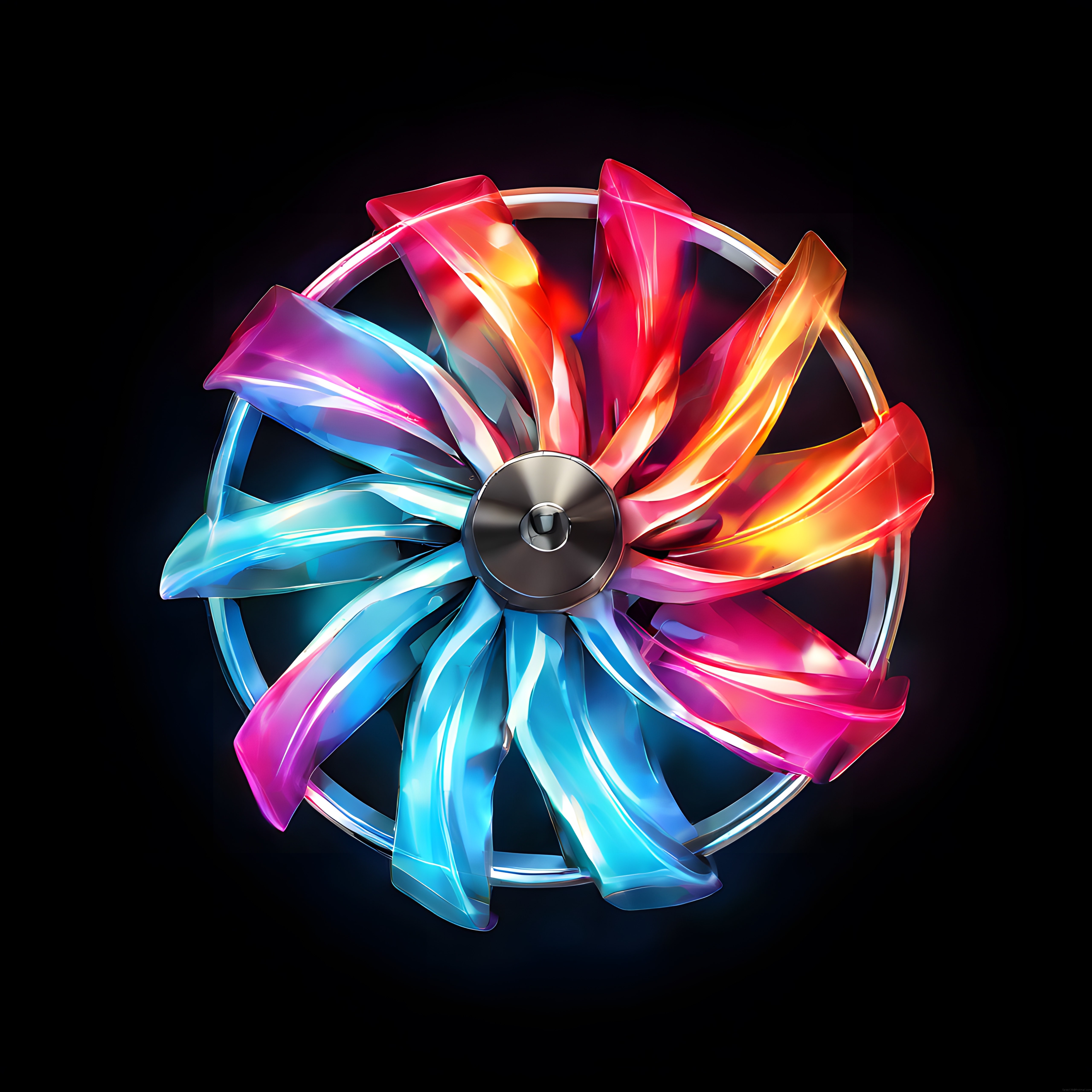 Renkli RGB Işıklı Fantastik Bilgisayar Fanı Dijital Sanat Tasarımı