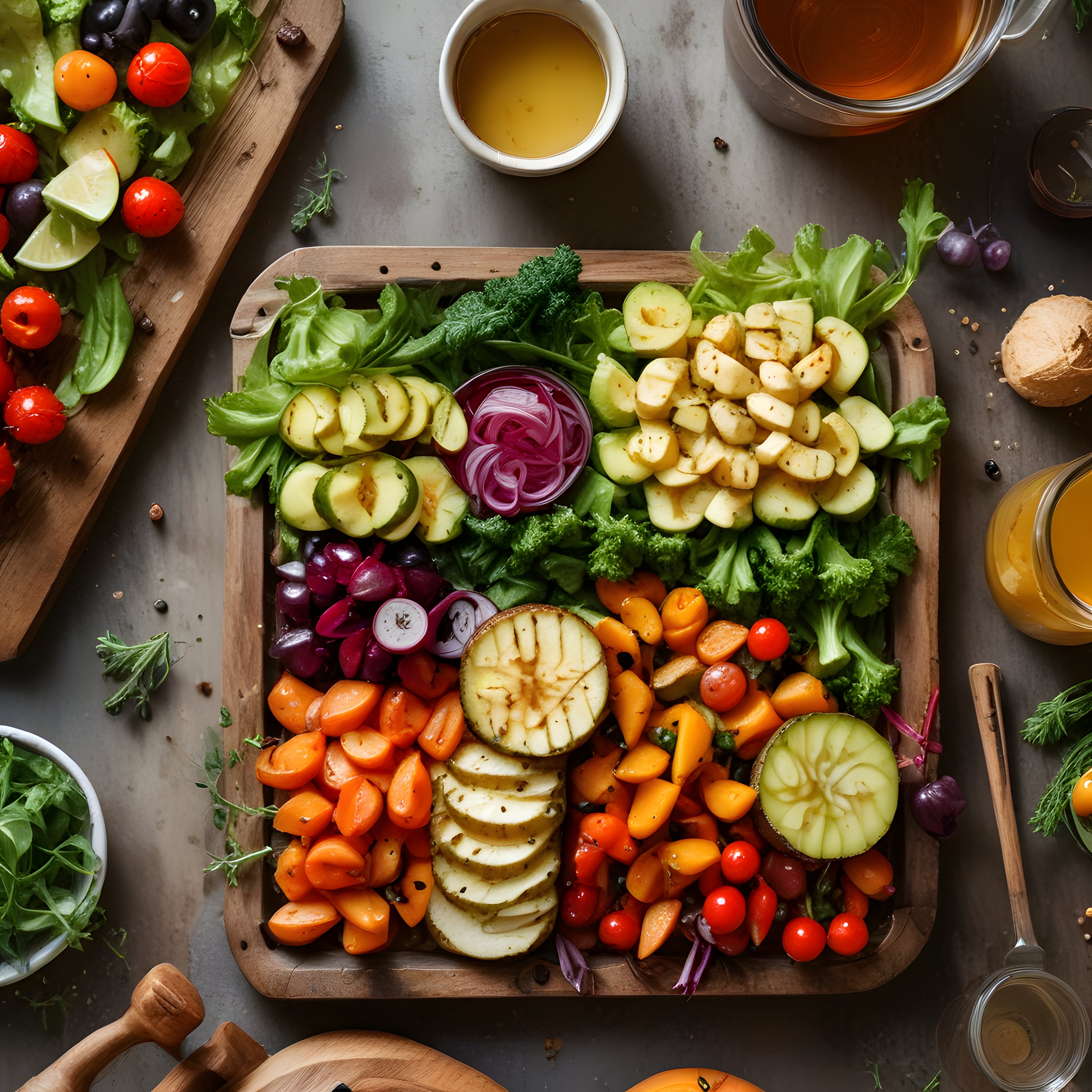 Renkli Sebze Sunum Tabağı: Sağlıklı ve Lezzetli Vegan Beslenme Önerisi