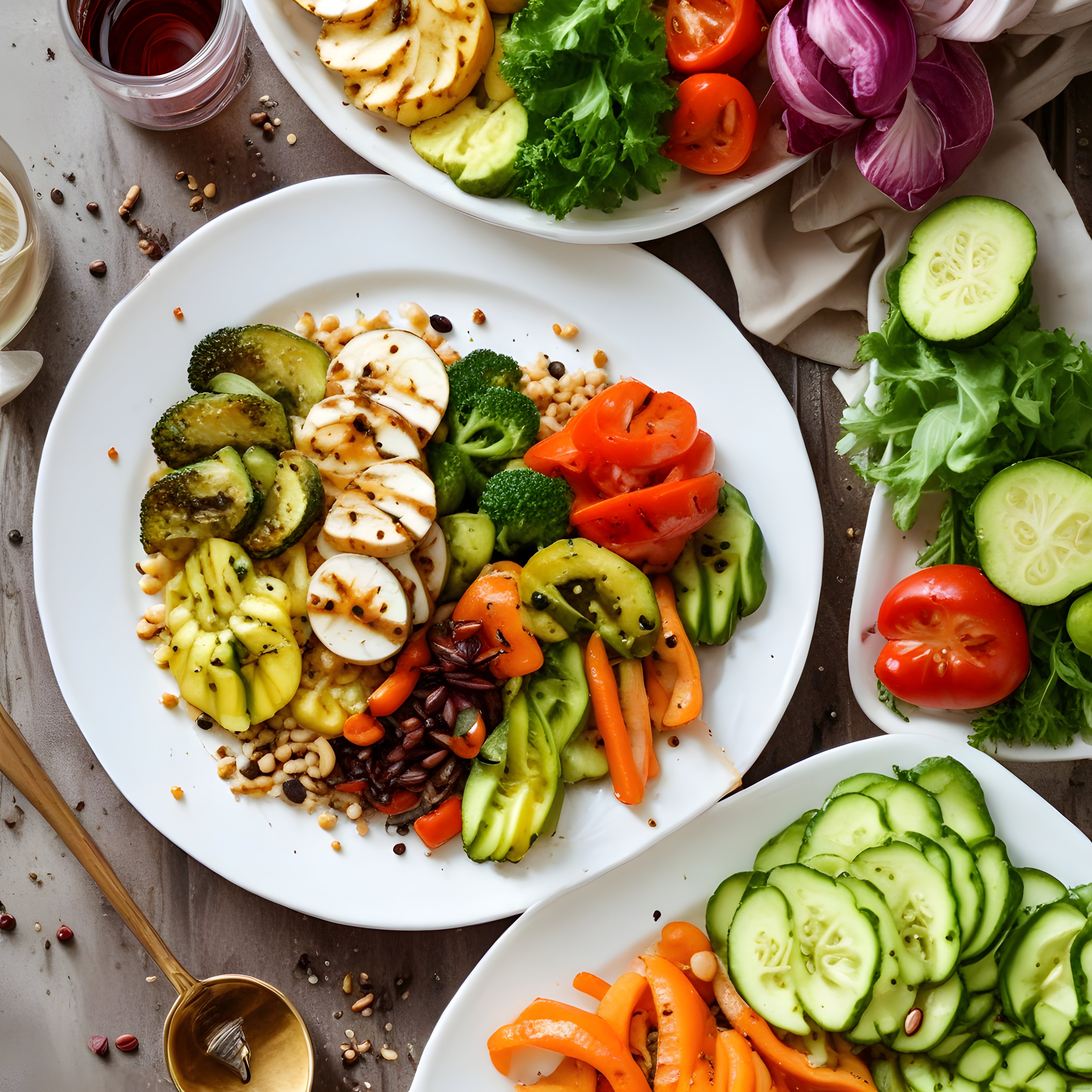 Renkli Sebzelerle Hazırlanan Sağlıklı Salata Sunumu ve Mutfak Fotoğrafı