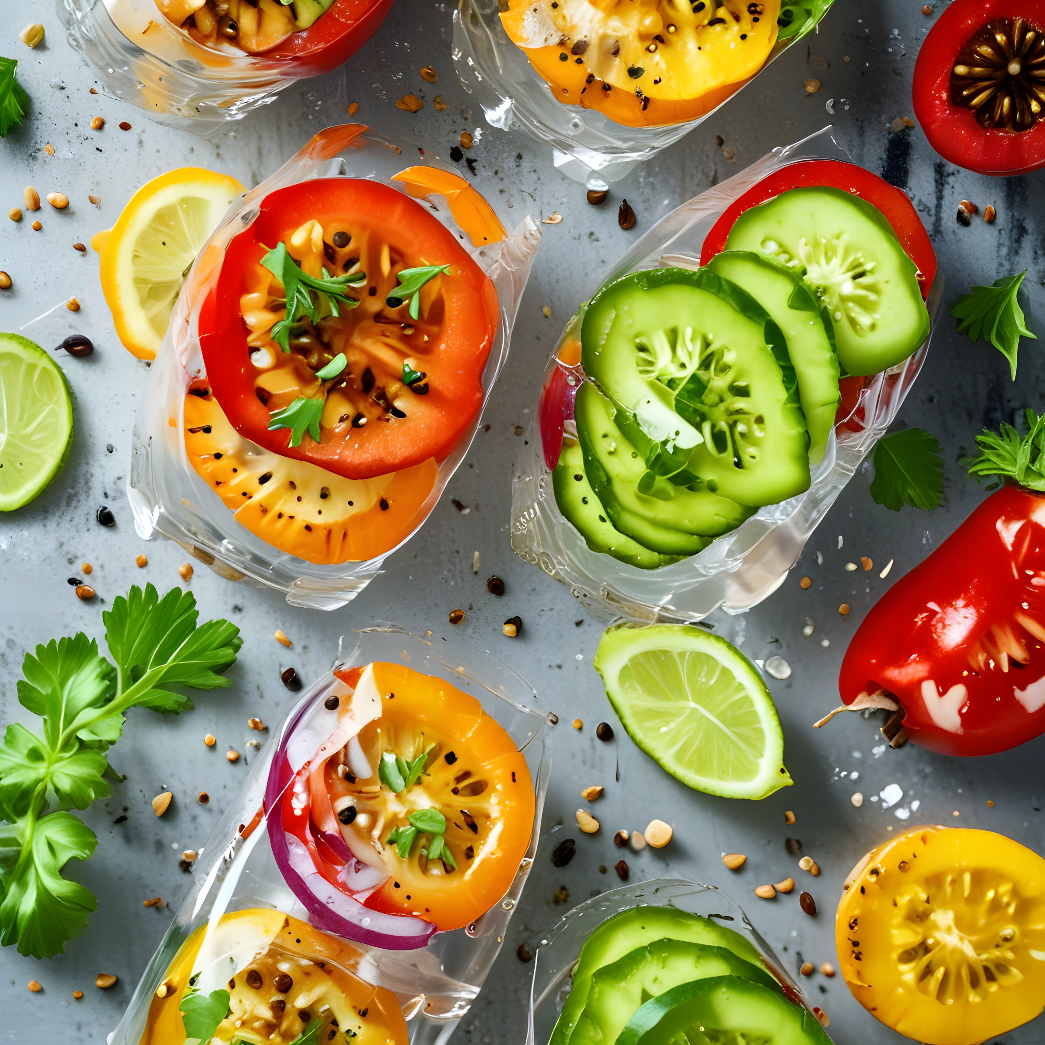 Renkli Sebzelerle Şeffaf Kutularda Pratik ve Sağlıklı Vegan Öğün Hazırlığı