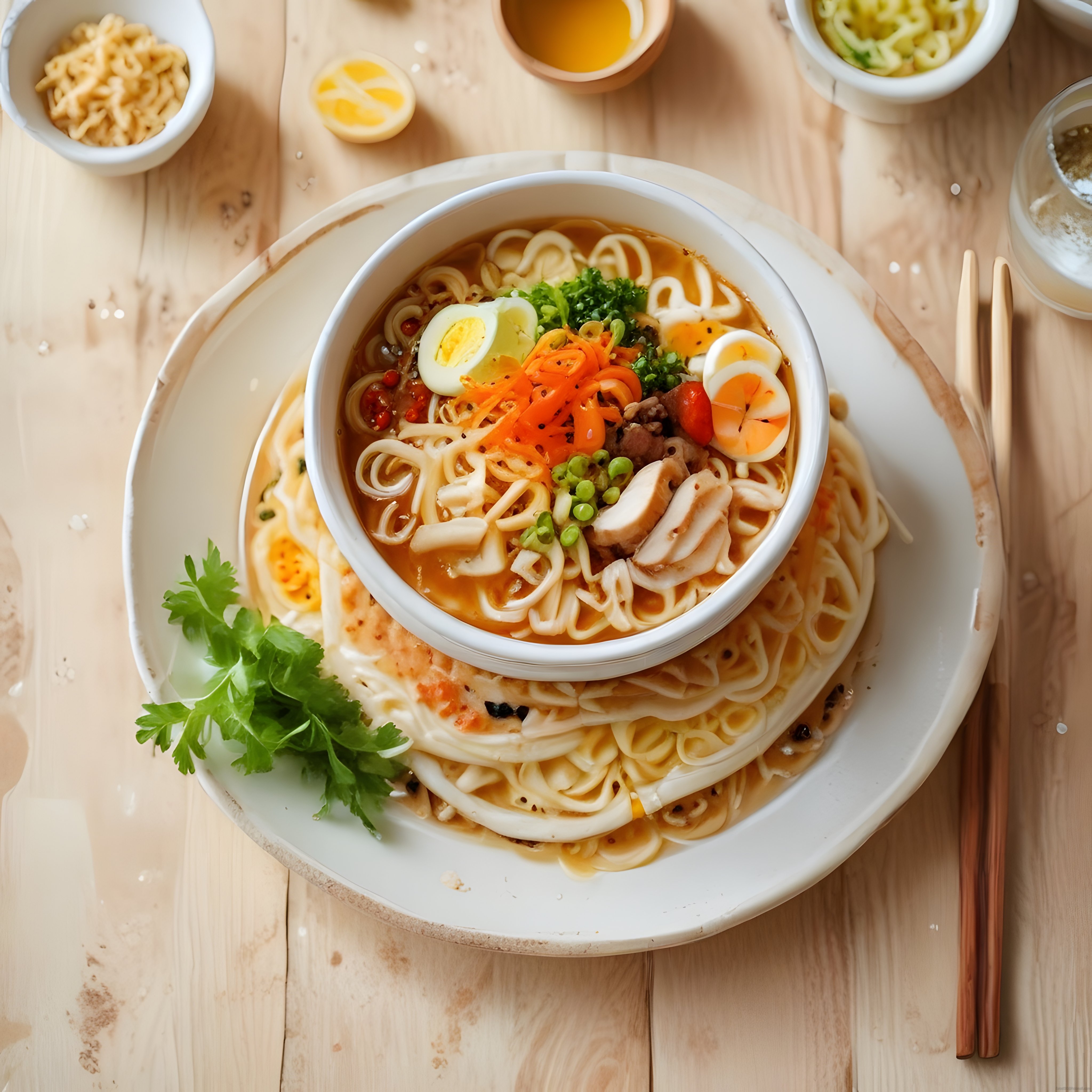 Renkli Sebzelerle Süslenmiş Sıcak Ramen Çorbası Tarifi ve Sunum Önerisi