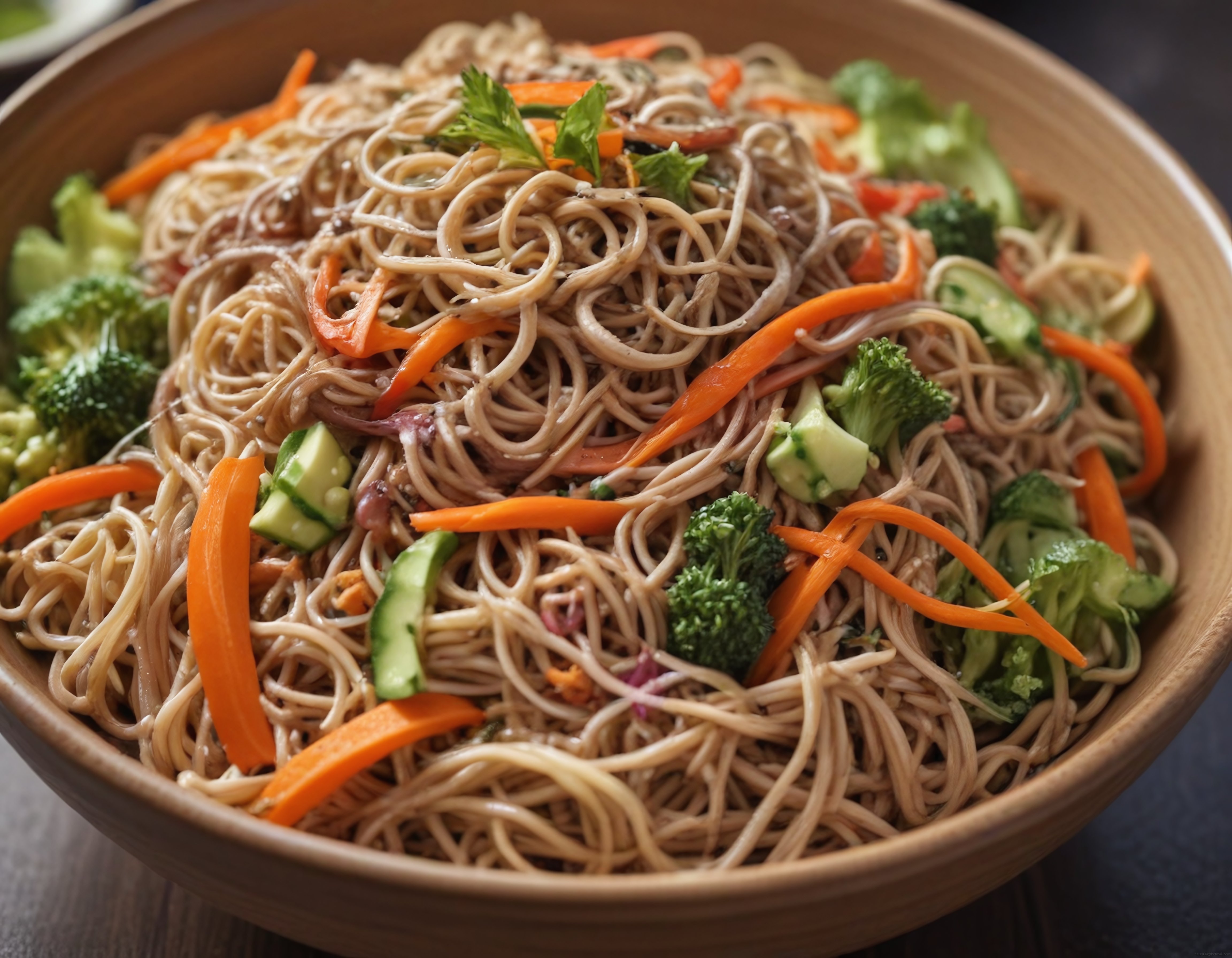 Renkli Sebzelerle Zenginleştirilmiş Ferahlatıcı Soğuk Soba Salatası